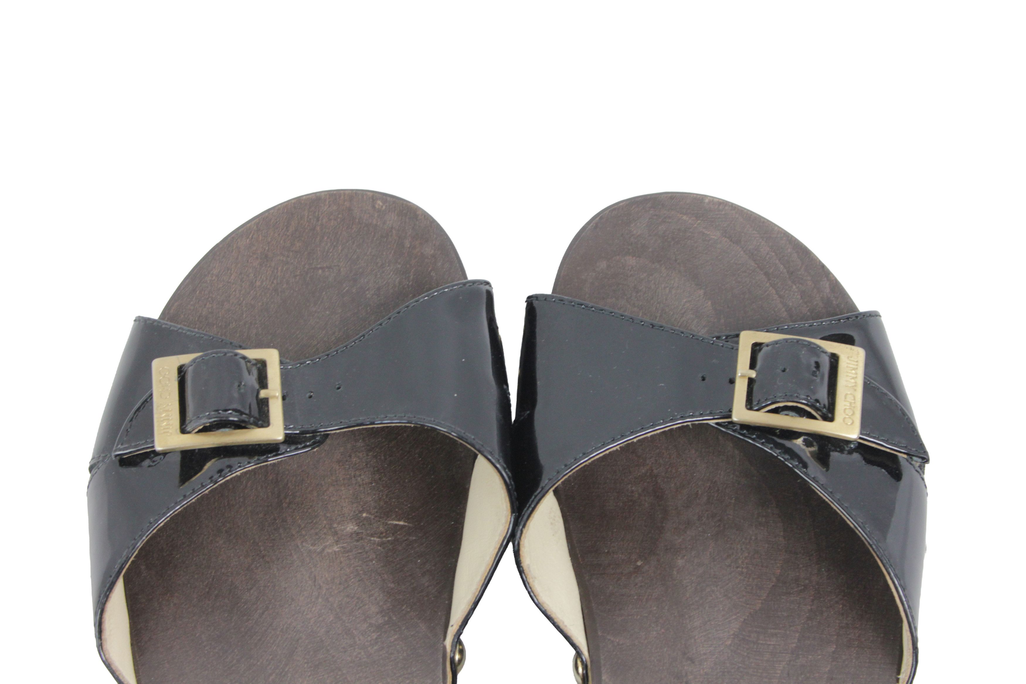 Jimmy Choo Wood Sabo Mules Y2K Studded Sandals Size US 8.5 / IT 38.5 - 6 Thumbnail