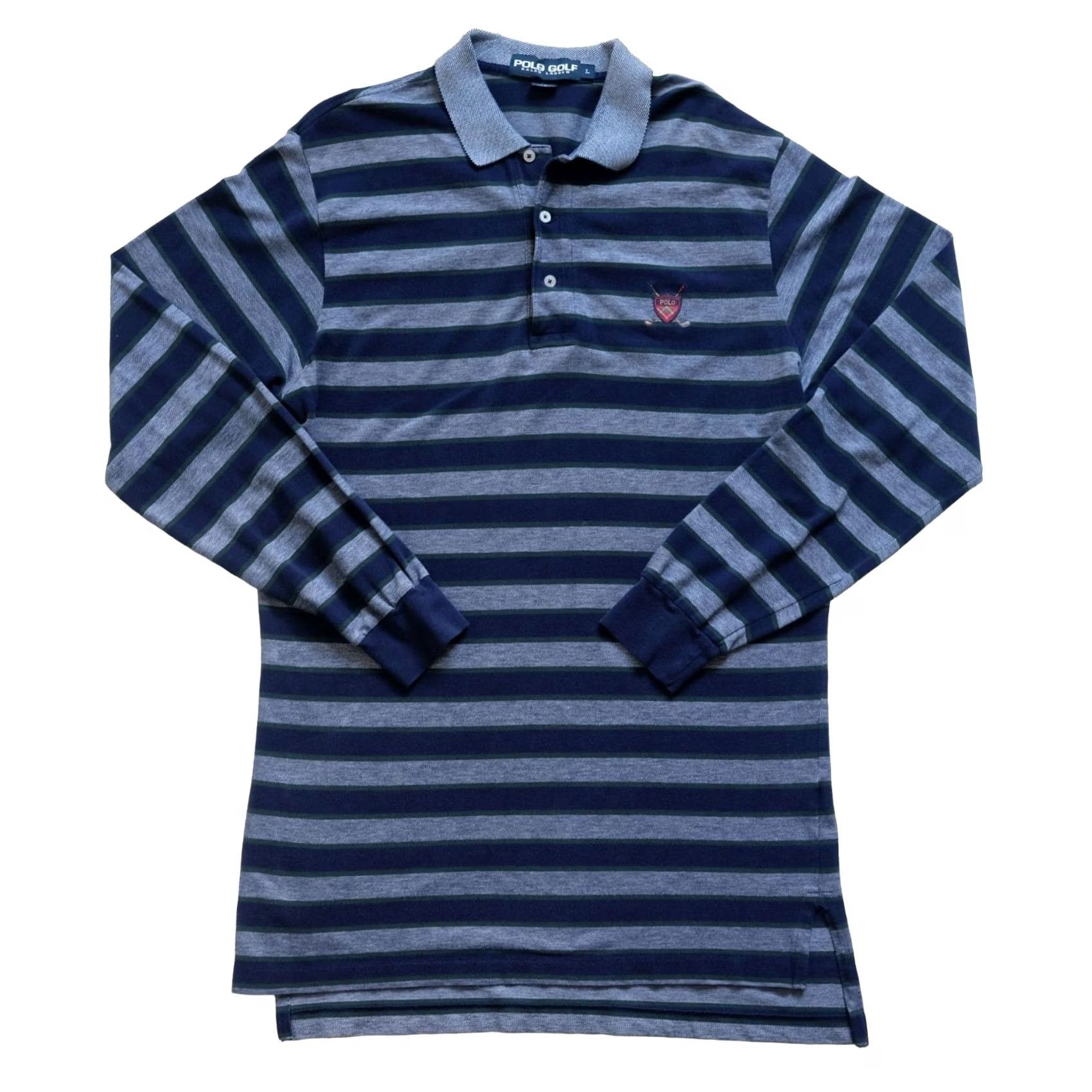 Ralph Lauren VINTAGE Ralph Lauren Polo Golf Shirt Mens 90s Stripe Cotton Sz L Gray Size US L / EU 52-54 / 3 - 2 Thumbnail