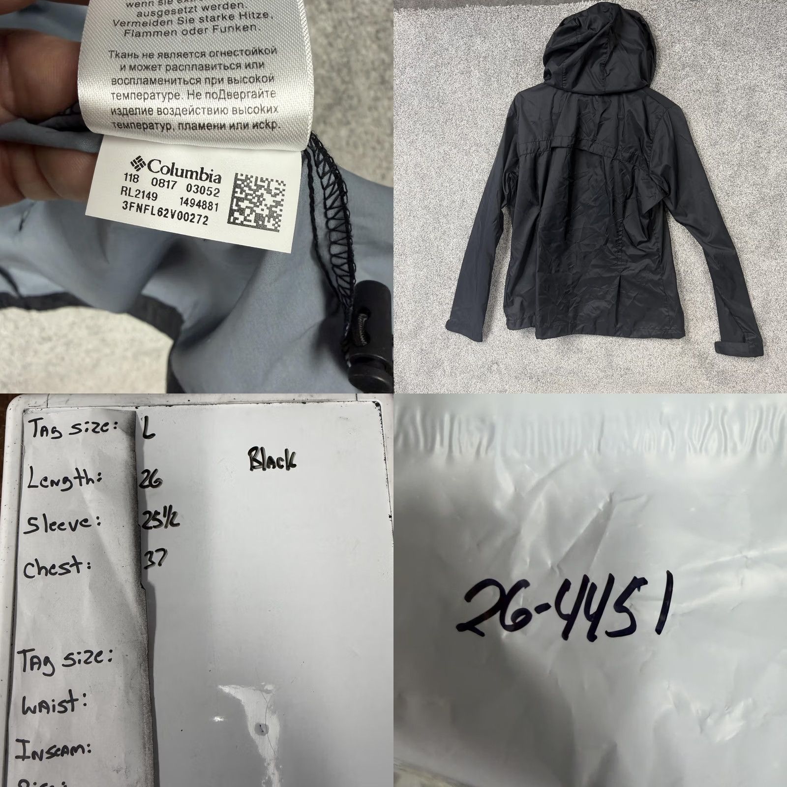 Vintage Columbia Windbreaker Jacket Women L Black Hooded Full Zip Lightweight Hiking Size L / US 10 / IT 46 - 9 Thumbnail