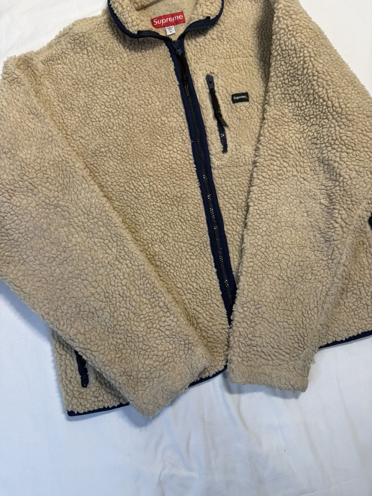 Supreme Vintage 90s Supreme Patagonia Tan Deep Pile Fleece Jacket Size US L / EU 52-54 / 3 - 3 Thumbnail