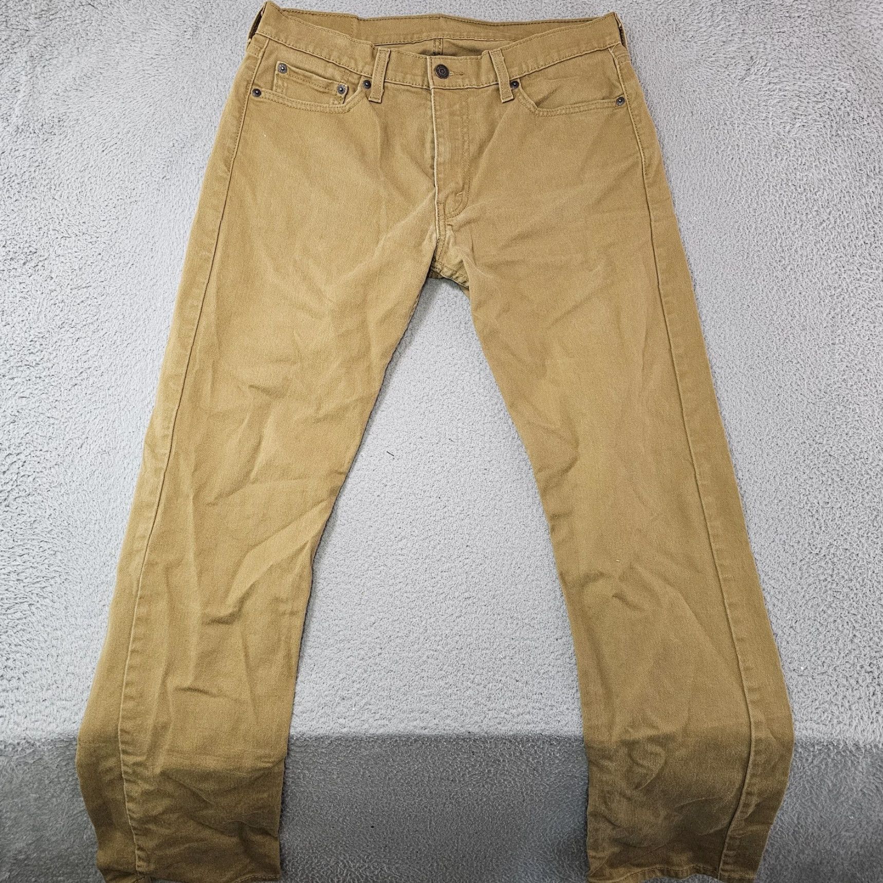 Levi's Levi's 513 Jeans Mens 33x31 Slim Straight Stretch Khaki Denim Casual Pants Belt Zip Pocket Size US 33 - 2 Thumbnail
