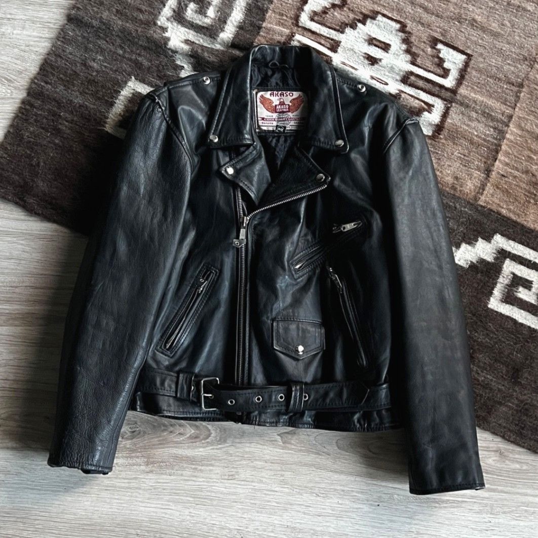 Leather Akaso Vintage Leather Motorcycle Biker Jacket 9722AC Size US M / EU 48-50 / 2 - 1 Thumbnail