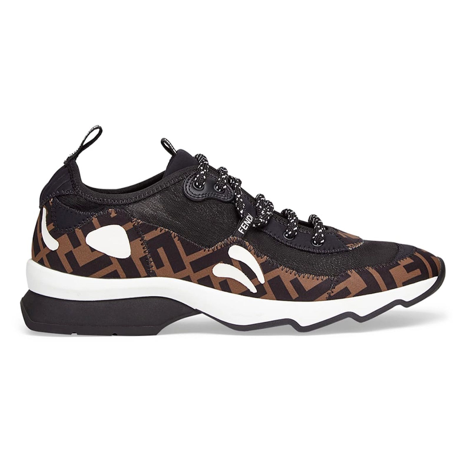 Fendi Logo Black Brown White Low Top Trainer Sneaker 36.5