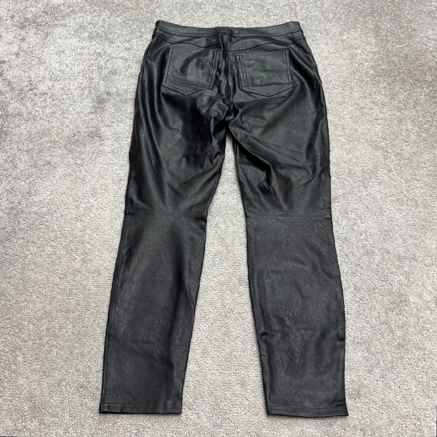 Spanx Spanx Leggings Pants Womens Large Black High Rise Stretch Ankle Leather Look: Faux Leather Type, 26.5 Inseam, Polyester Blend, Regular Size L, Black Size 36" / US 14 / IT 50 - 2 Thumbnail