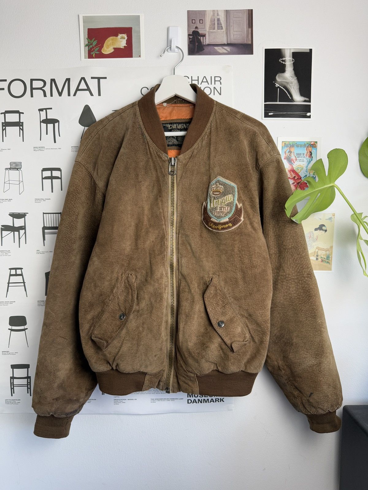 Chevignon × Vintage Vintage 90s Chevignon boxy leather suede bomber jacket XL Size US XL / EU 56 / 4 - 2 Thumbnail