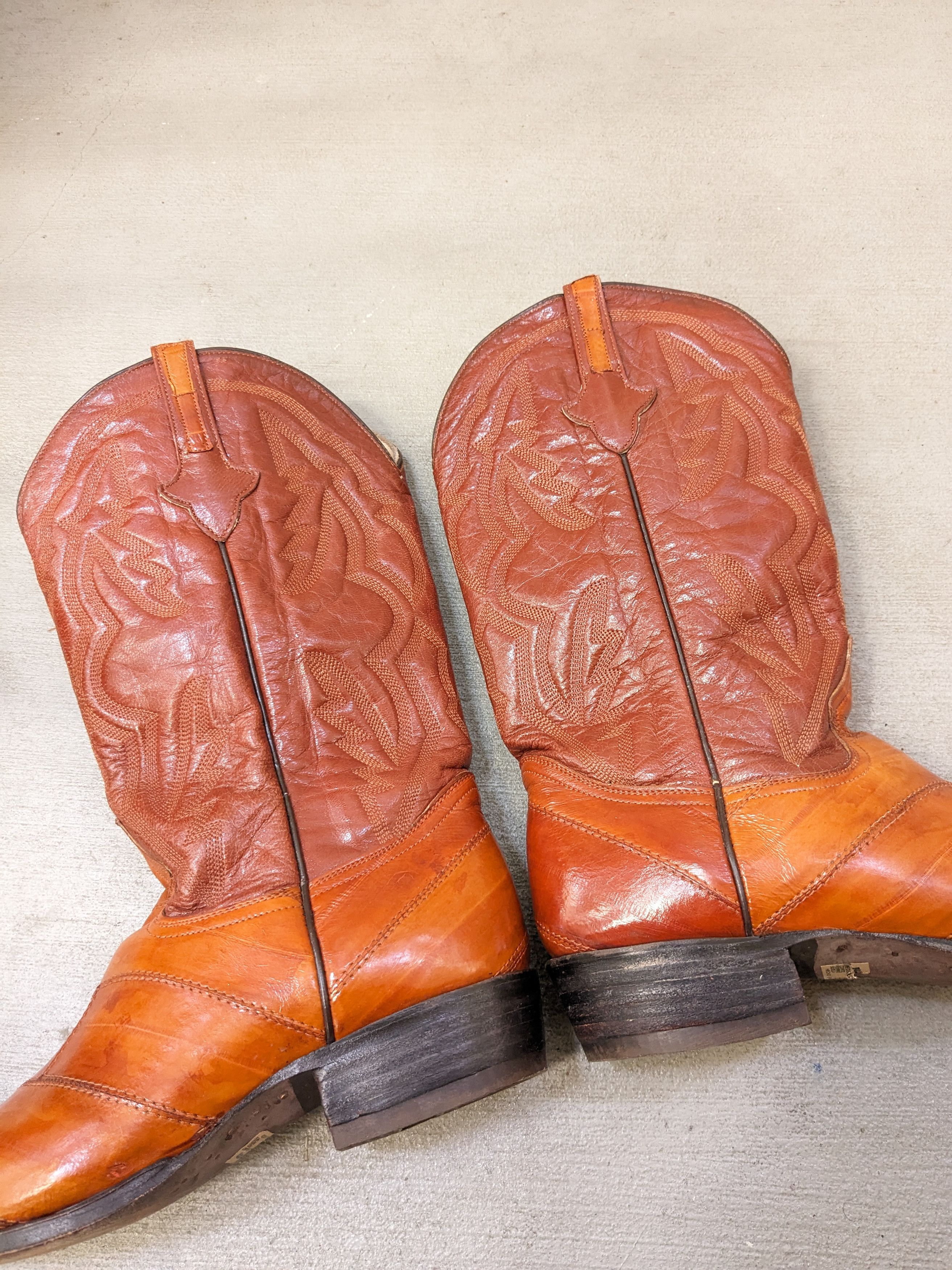 Vintage Cowboy Boots Brown Size 10 Eel Leather Botas Mexico Size US 10 / EU 43 - 10 Thumbnail