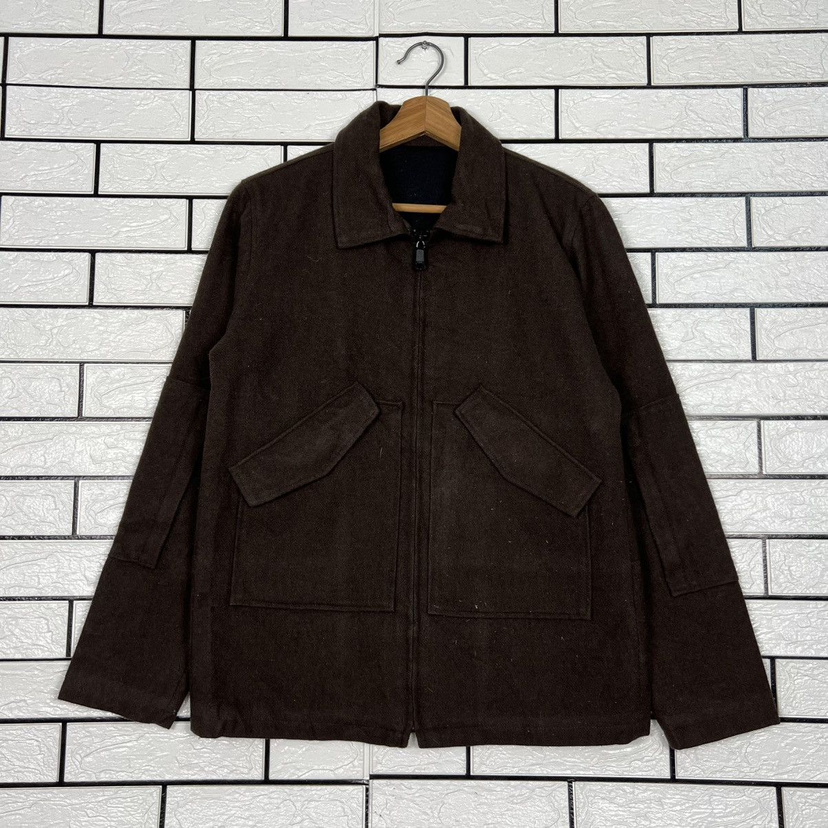 Japanese Brand PIED PIPER Slant Pocket Wool Blend Collared Jacket 4121-C187 Size US M / EU 48-50 / 2 - 1 Thumbnail