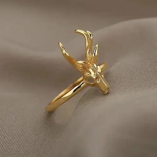 Jewelry Animal Antelope Skull Ring Size ONE SIZE - 2 Thumbnail
