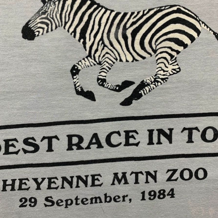 Nike VINTAGE Nike T Shirt USA Rare 1984 Running LS 80s Zebra Wild Race Cheyenne Zoo Shirt Mens Medium Blue USA Graphic Tee Size US M / EU 48-50 / 2 - 3 Thumbnail