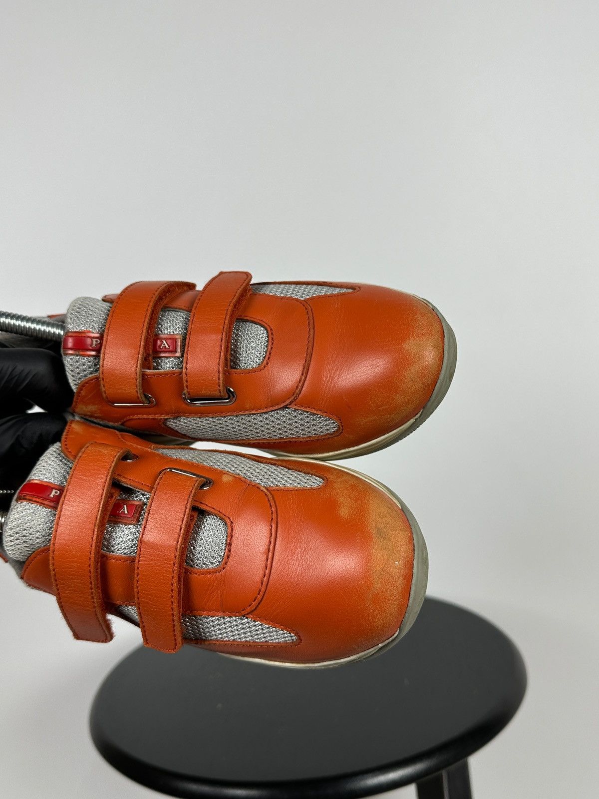 Prada Vintage Prada America’s Cup Orange Leather Sneakers Size US 5 / IT 35 - 20 Thumbnail