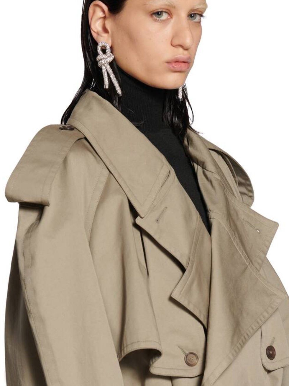 Balenciaga oc11z0825 Folded Trench Coat in Beige Size S / US 4 / IT 40 - 4 Thumbnail