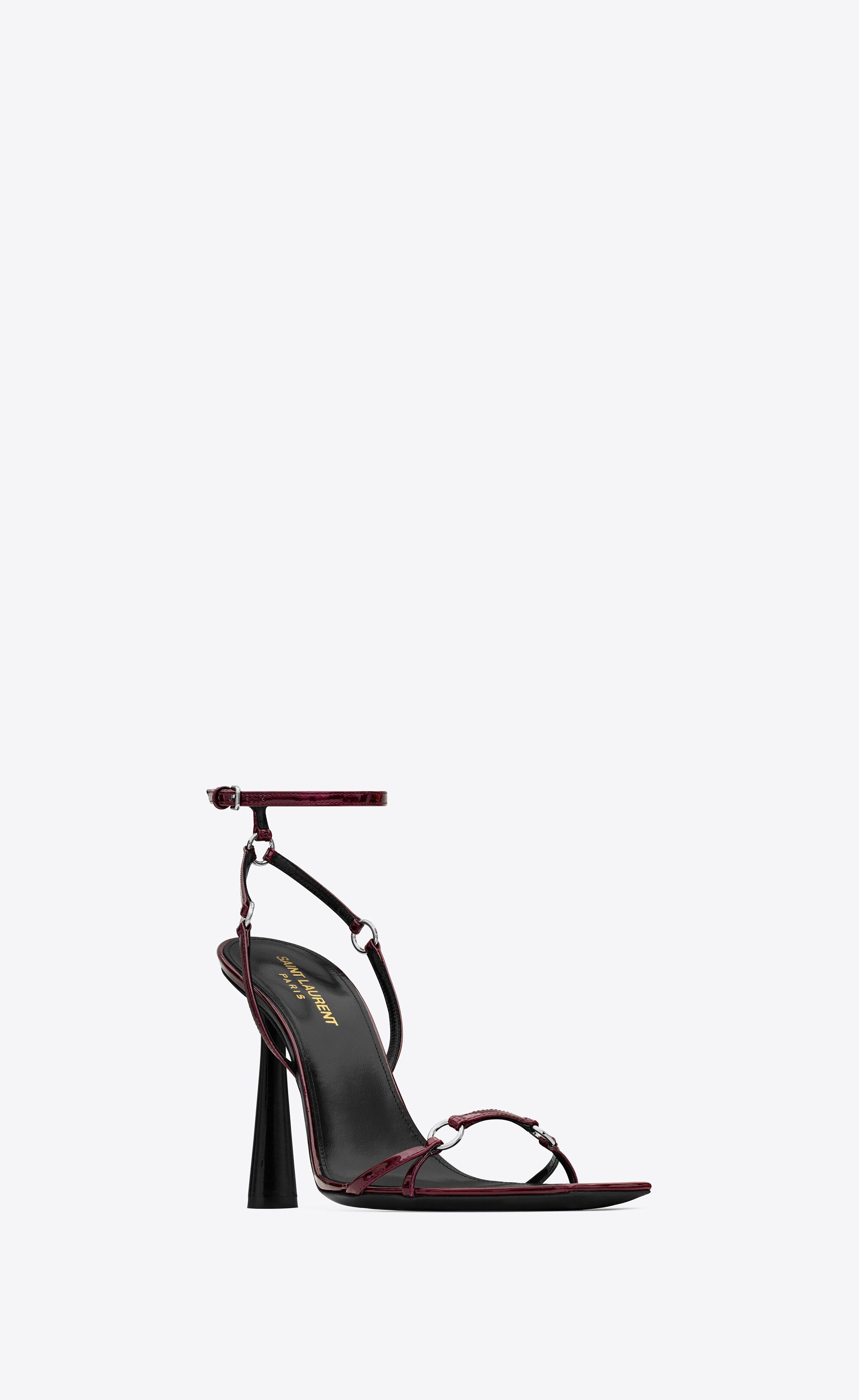Saint Laurent Paris o1s1wg110225 755337 Nova Sandals Patent Leather in Burgundy Size US 8 / IT 38 - 3 Thumbnail