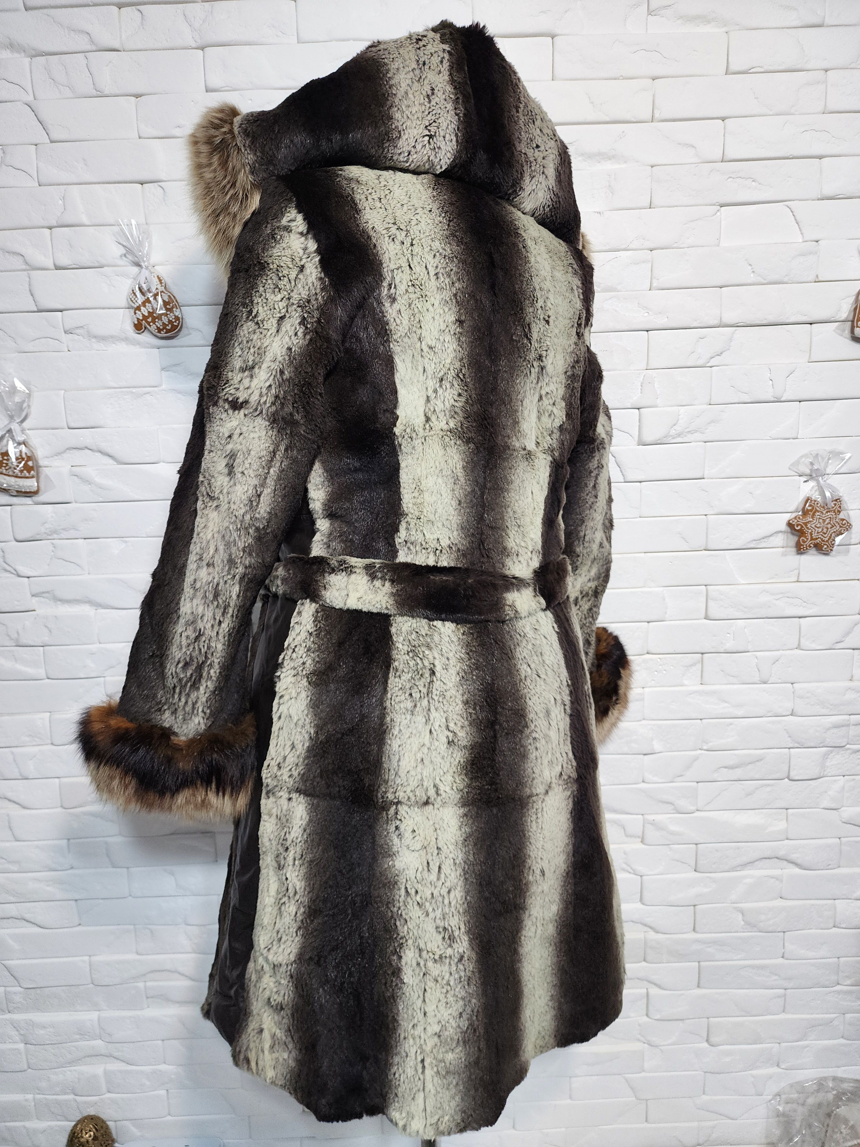 Furla Brown Fur Coat - Women's Vintage Hooded Coat Size M / US 6-8 / IT 42-44 - 6 Thumbnail