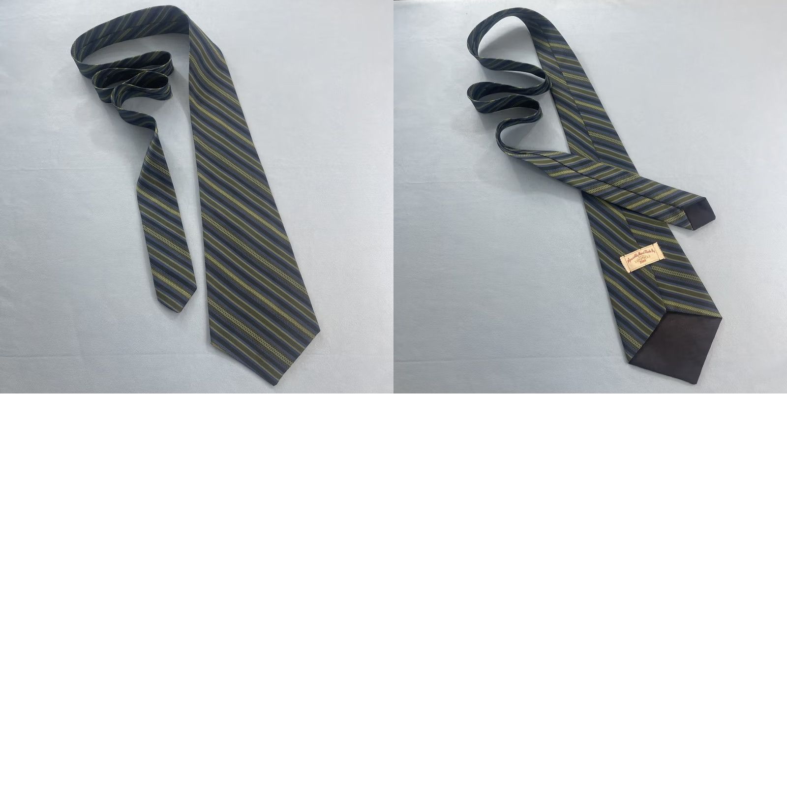 Vintage vtg 70s ExtraWide Necktie 5" Repp Kipper Tie Specially Handmade by Doris 5.25x60 green blue gray Men Tie Vintage 70s Extras Wide Slim 60" Cap Vs Size ONE SIZE - 10 Thumbnail