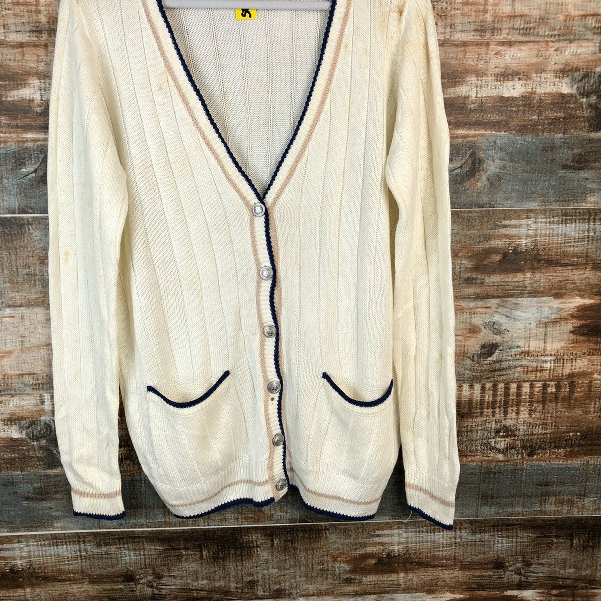 Japanese Brand Cinema Club White Cardigan Knitwear #A1625 Size US L / EU 52-54 / 3 - 6 Thumbnail