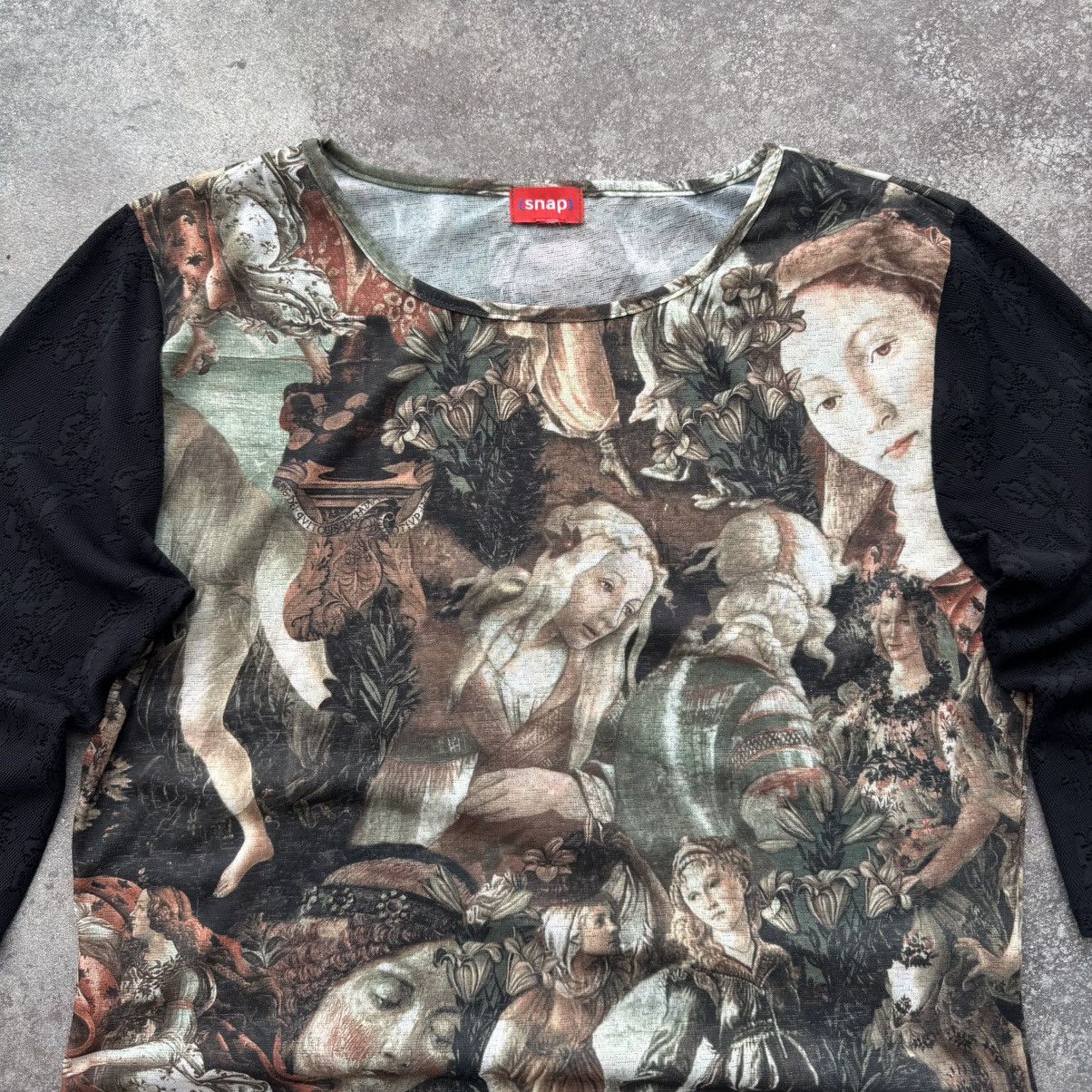 Hysteric Glamour Virgin Maria Printed Vintage Y2K Mesh 3/4 Sleeve Top Size M / US 6-8 / IT 42-44 - 4 Thumbnail