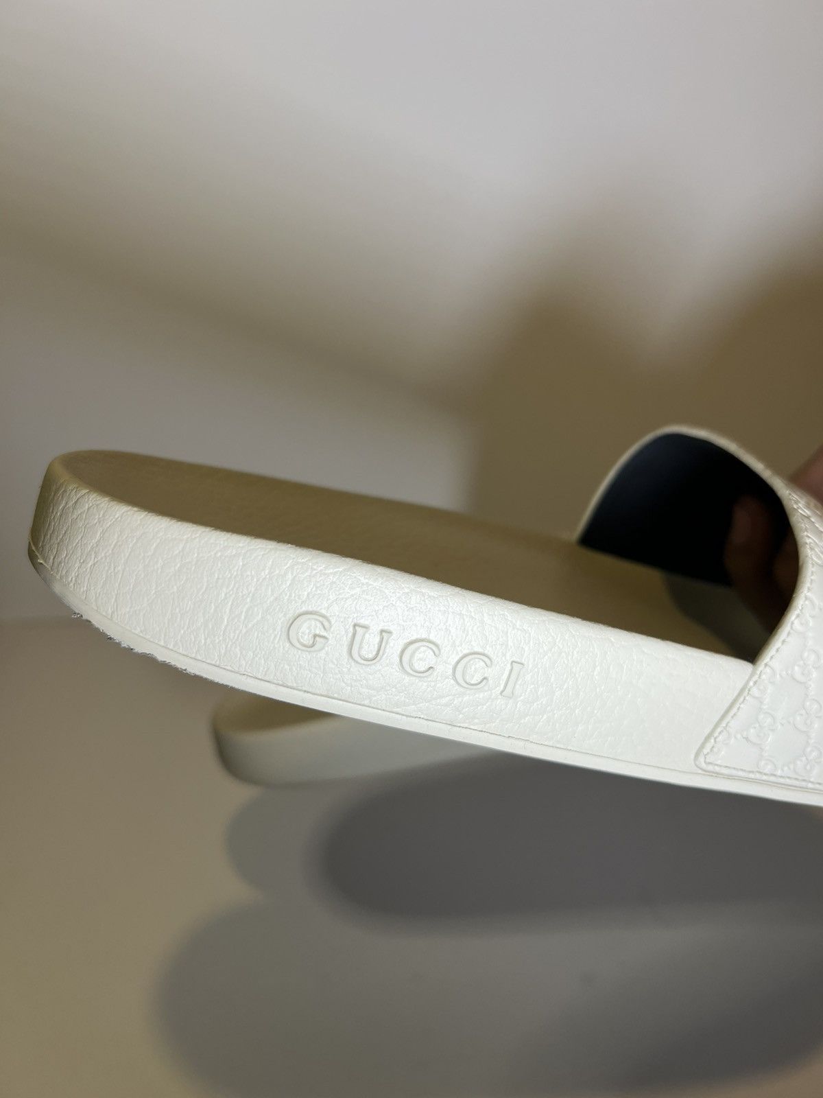 Gucci Gucci Microguccissima slide sandals in ivory or cream color Size US 12 / EU 45 - 4 Thumbnail