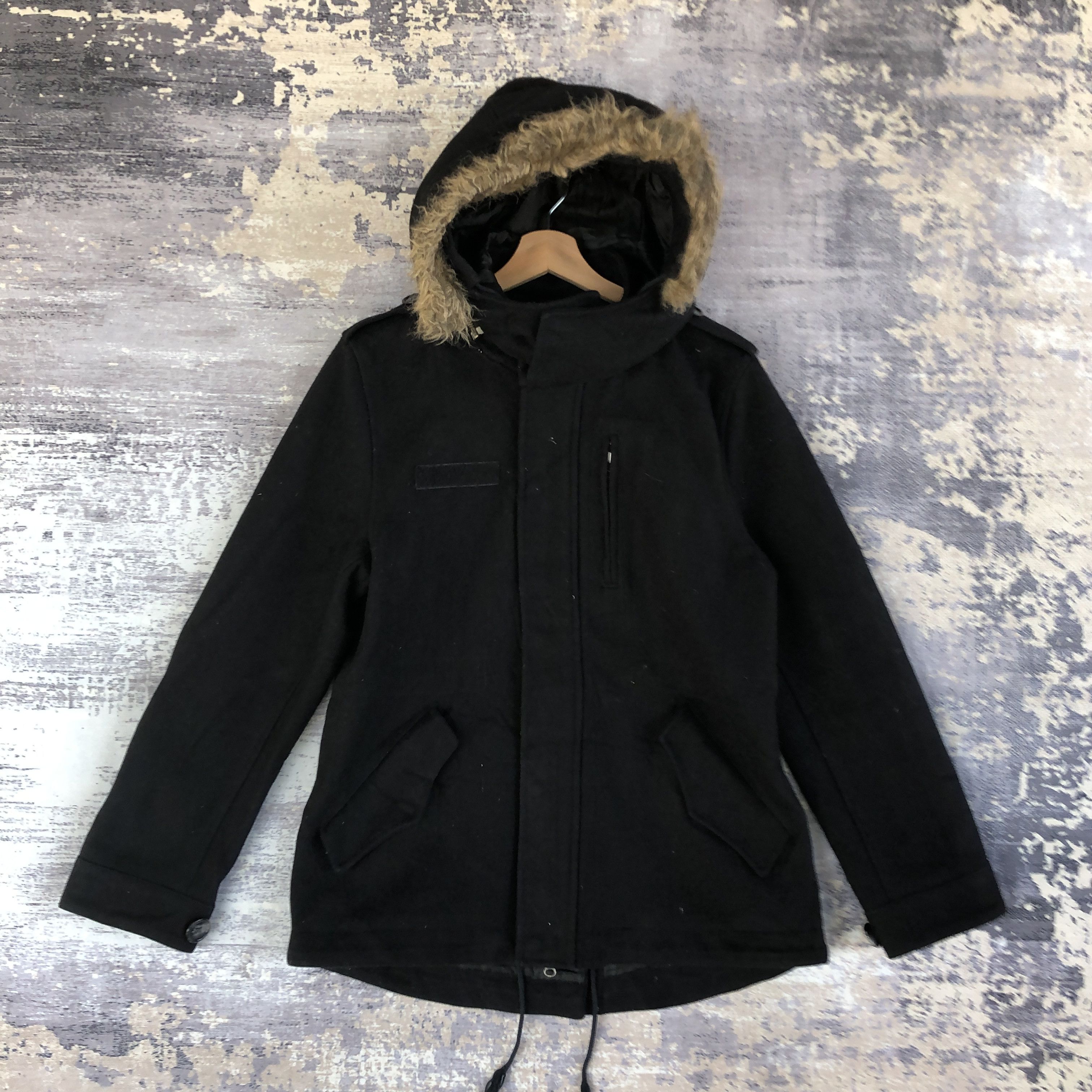 Vintage Japanese Parka Wool Mod Jacket Fur Hoodie