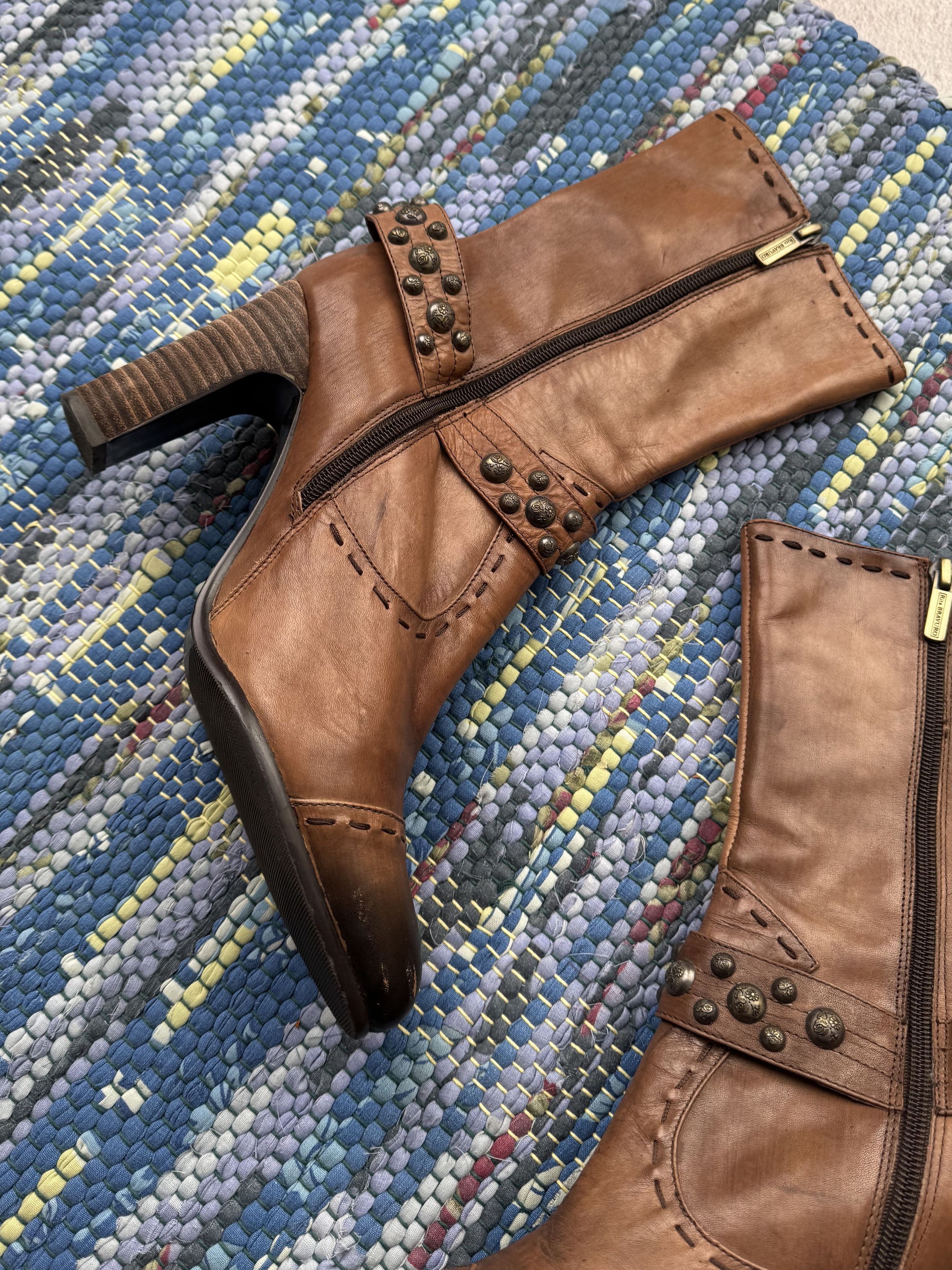Japanese Brand Vintage Cowboy Heels Boots With Belt A301D16(03) Size US 10 / IT 40 - 5 Thumbnail