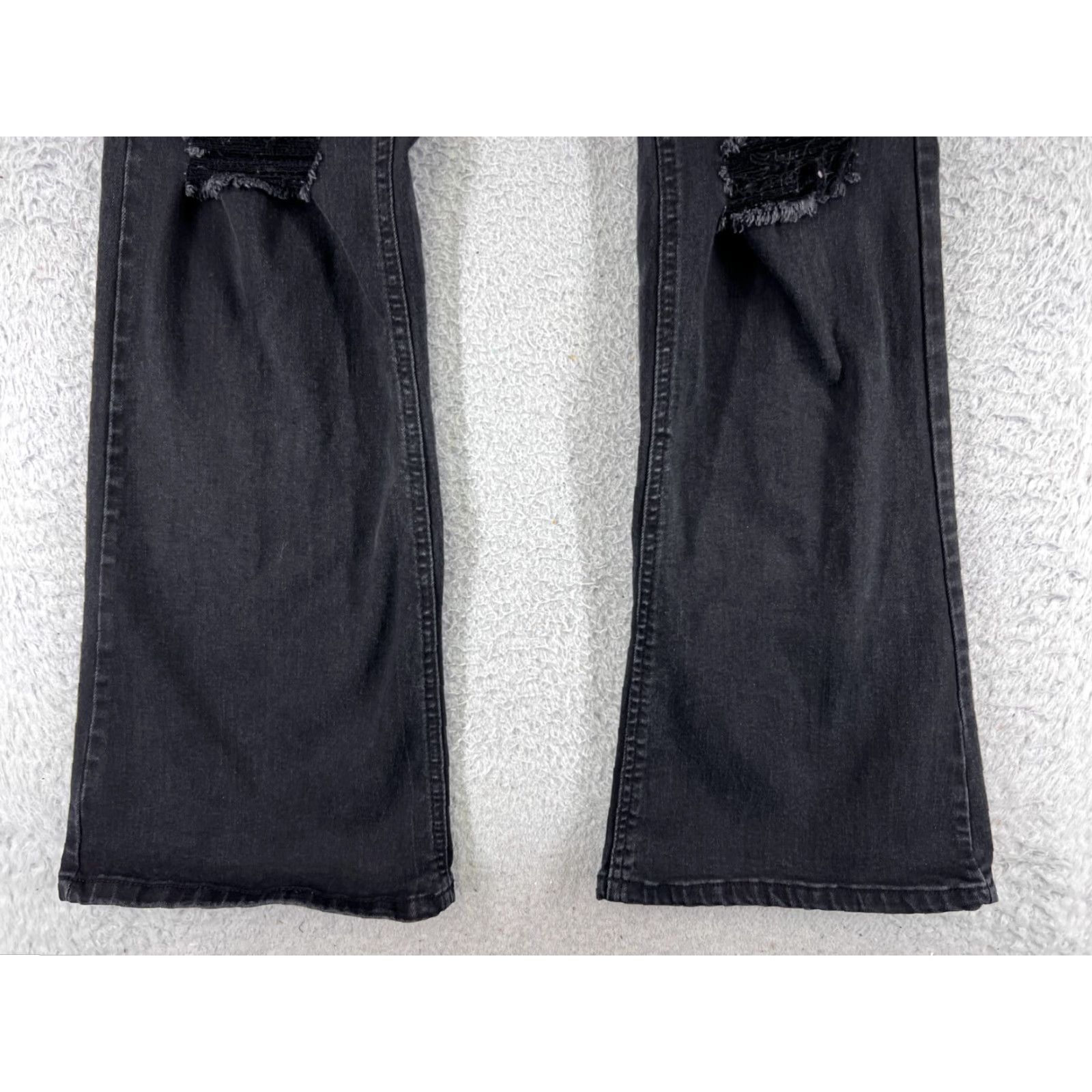Vintage Wax Jeans PANTS Women 26x30 Black Denim High Rise Flared Distressed Cotton Blend Stretch 5-Pocket Design Regular Fit 30 in Inseam Denim Jeans Women's Size 26" / US 2 / IT 38 - 2 Thumbnail