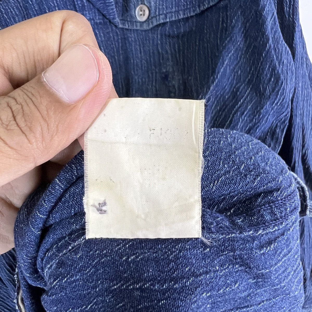 Issey Miyake 90s Issey Miyake Indigo Shirt Oversized Jacket Colar Less Size US L / EU 52-54 / 3 - 14 Thumbnail