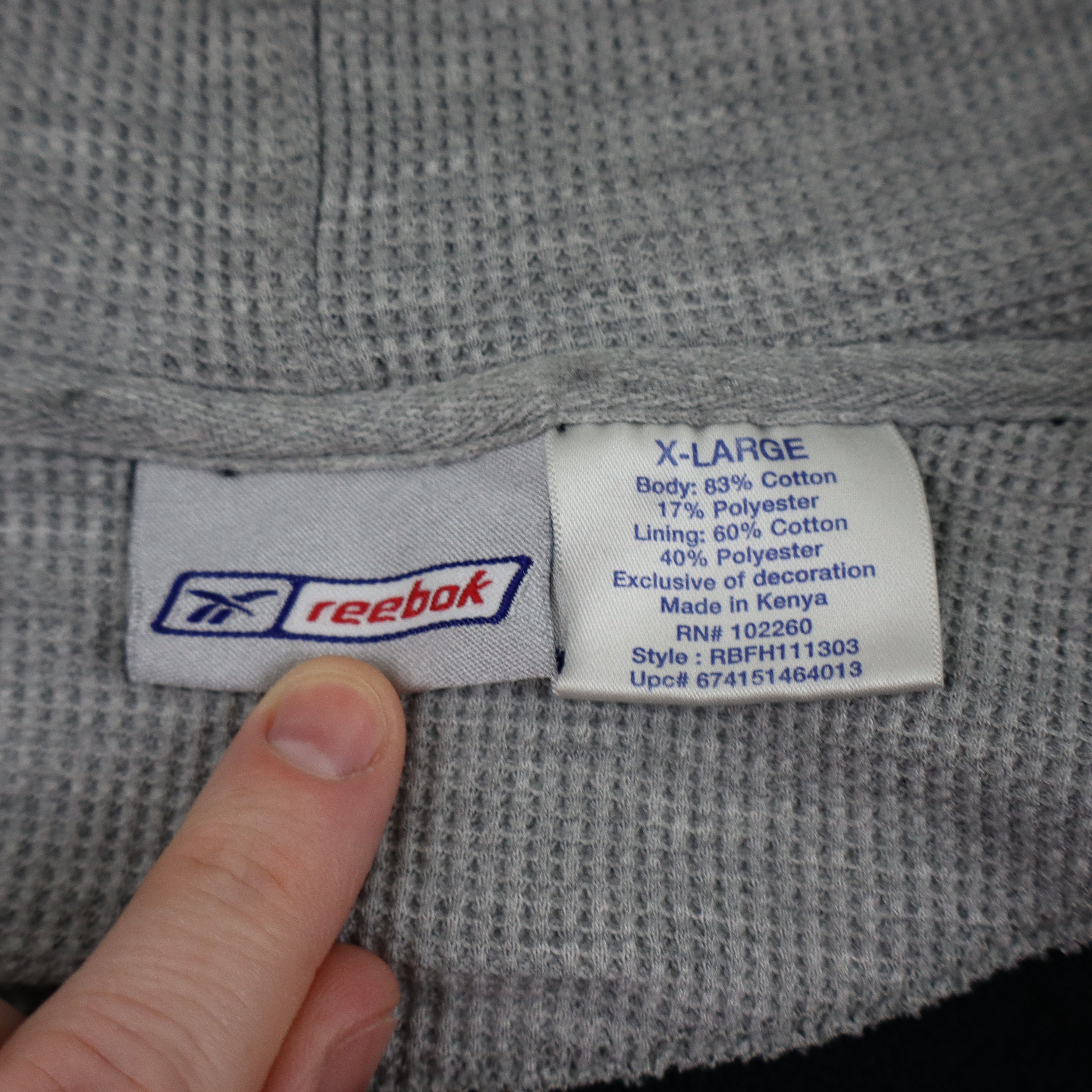 Dickies × Reebok × Vintage 90s Reebok Thermal Lined Boxy Baggy Zip Up Hoodie XL Navy Size US XL / EU 56 / 4 - 10 Thumbnail