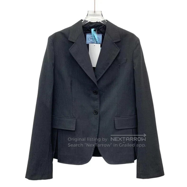 Prada Prada Dark gray sheep wool lapel single-breasted long-slee Size 44R - 1 Thumbnail