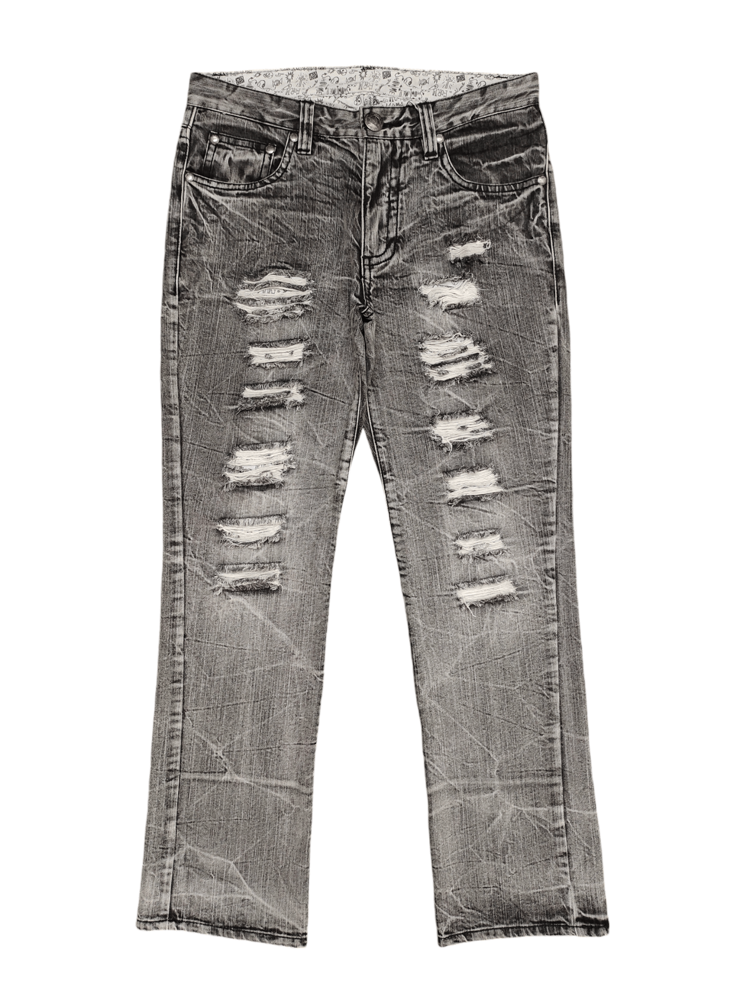 Comme des Garcons × Undercover Vintage Y2k Assured Joy Clawmark Distress Faded Denim Jeans Size US 32 / EU 48 - 1 Thumbnail