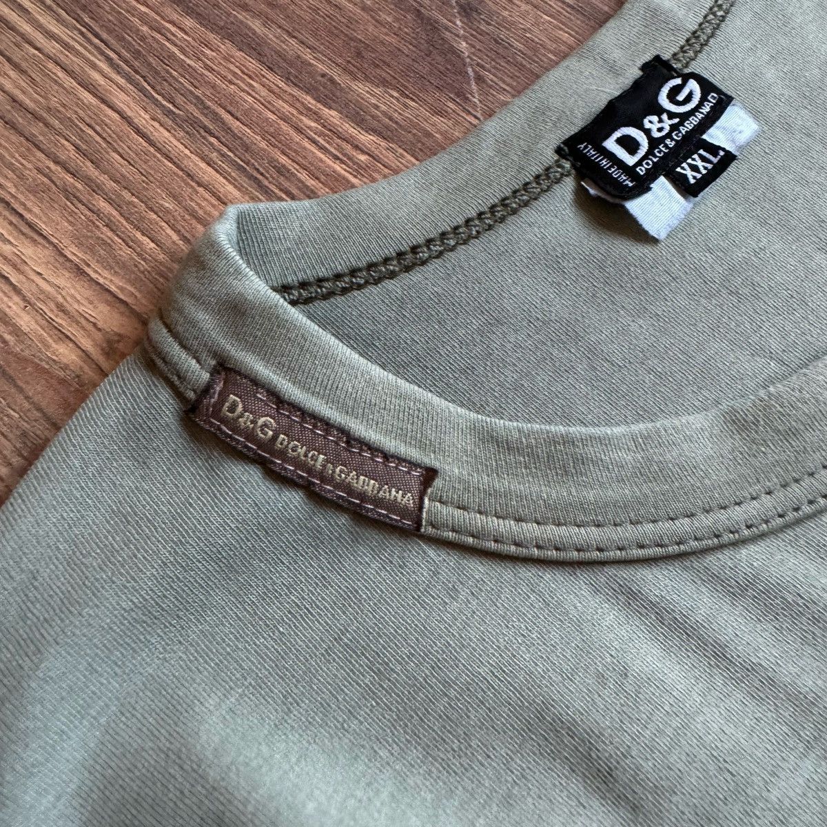 Dolce & Gabbana × Vintage Vintage Dolce&Gabbana Logo T-Shirt 90s Olive Military Y2K Size US L / EU 52-54 / 3 - 6 Thumbnail