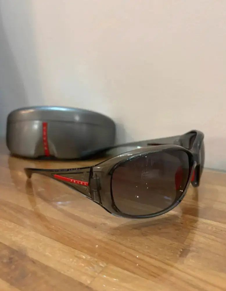 Prada × Vintage PRADA Sunglasses Wrap Shield Mask Symbole Sport Red Tab Size ONE SIZE - 1 Thumbnail
