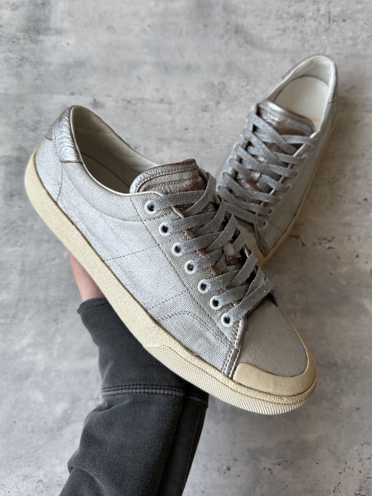 Saint Laurent Paris HEDI SLIMANE | SL/37 “METALLIC” COURT CLASSIC LOW TOP Size US 7 / EU 40 - 1 Thumbnail