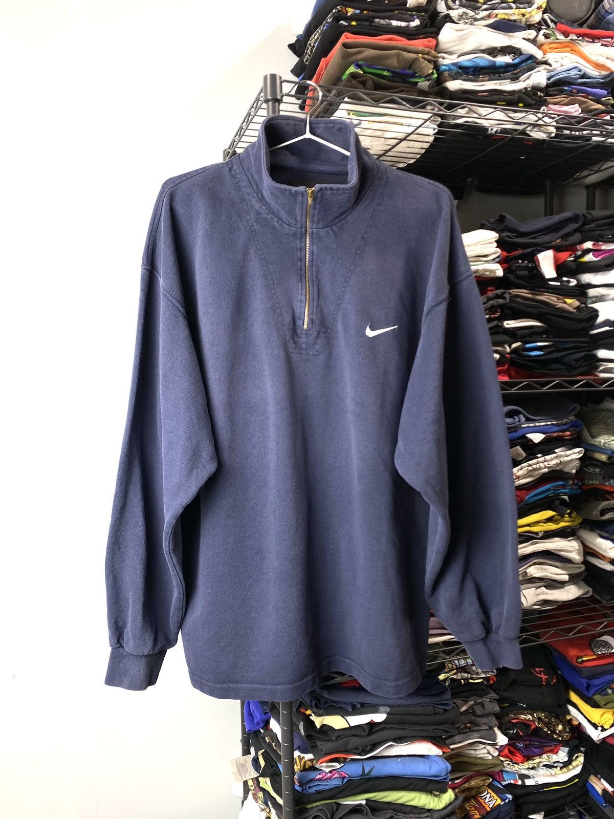 Nike Rare! Vintage 1990’s Nike Sweatshirt 1/4 Zip Rugby Size US L / EU 52-54 / 3 - 1 Thumbnail