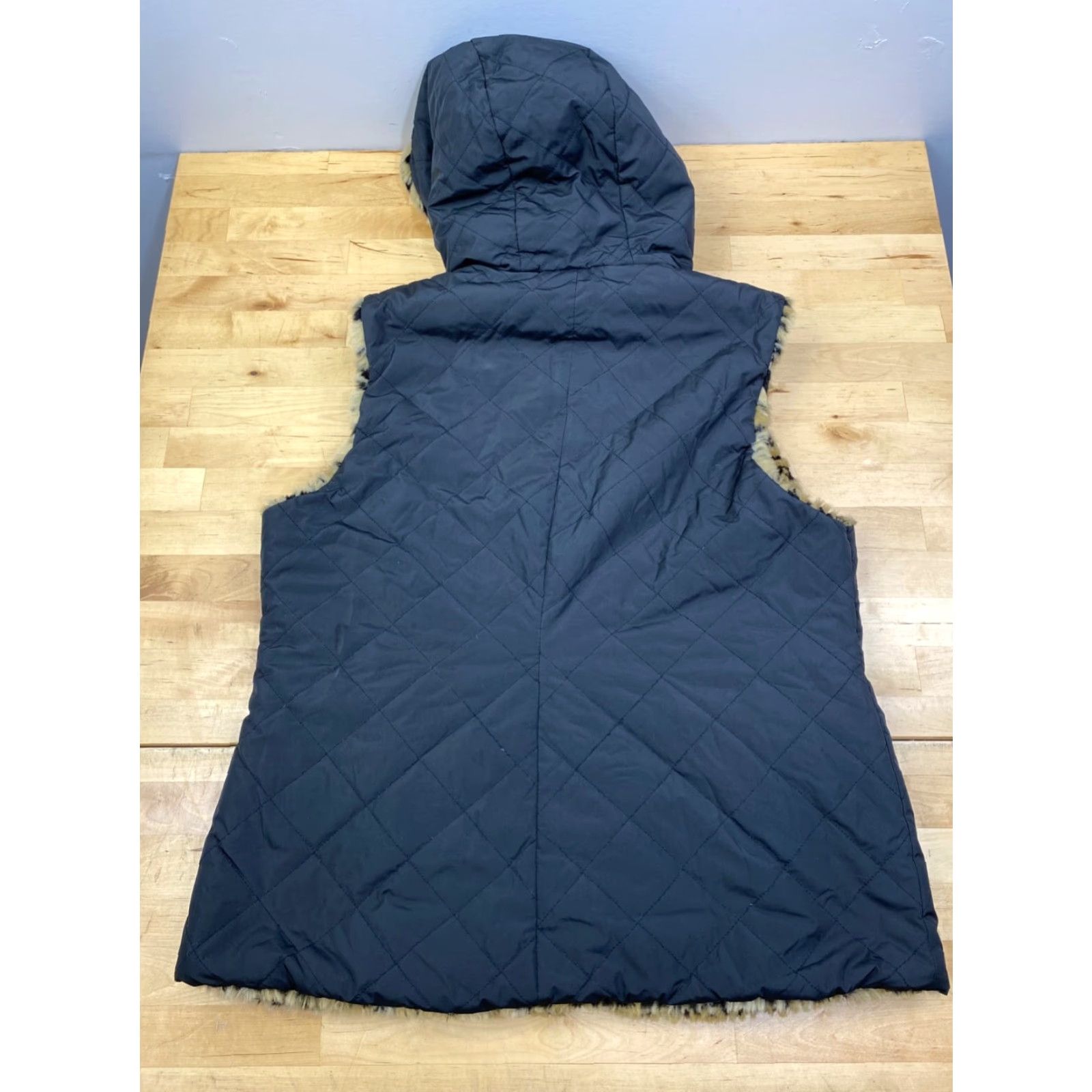 Vintage Kristen Blake Reversible Vest Womens M Faux Fur Cheetah Zip Hooded #9978 Size M / US 6-8 / IT 42-44 - 7 Thumbnail