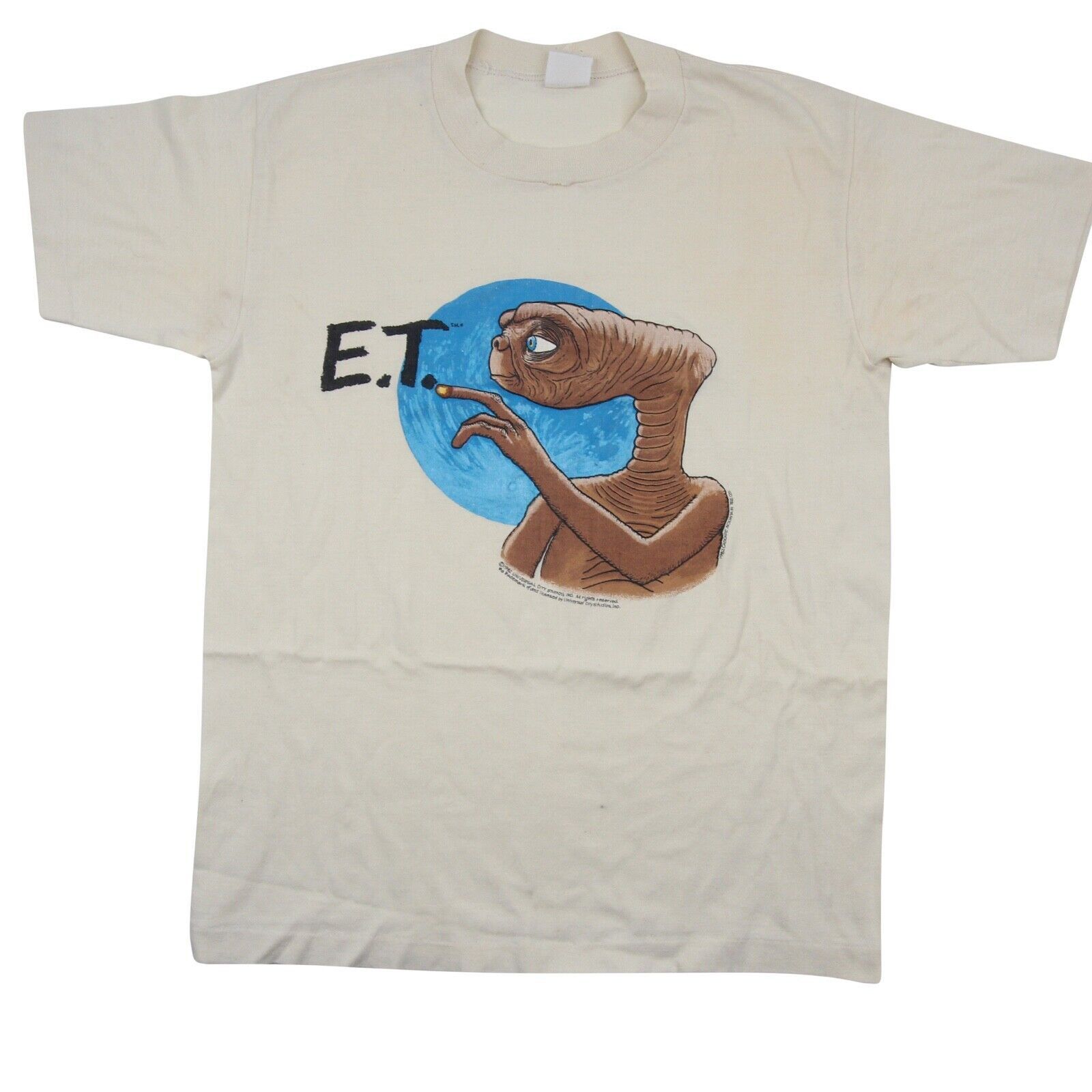 Image of Vintage 1982 E.t. Movie Graphic T Shirt in Cream, Men's (Size Small)