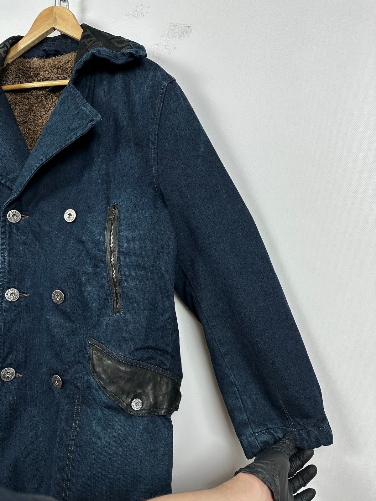 Diesel Vintage Diesel Denim Double Breasted Sherpa Coat Jacket Size US L / EU 52-54 / 3 - 11 Thumbnail