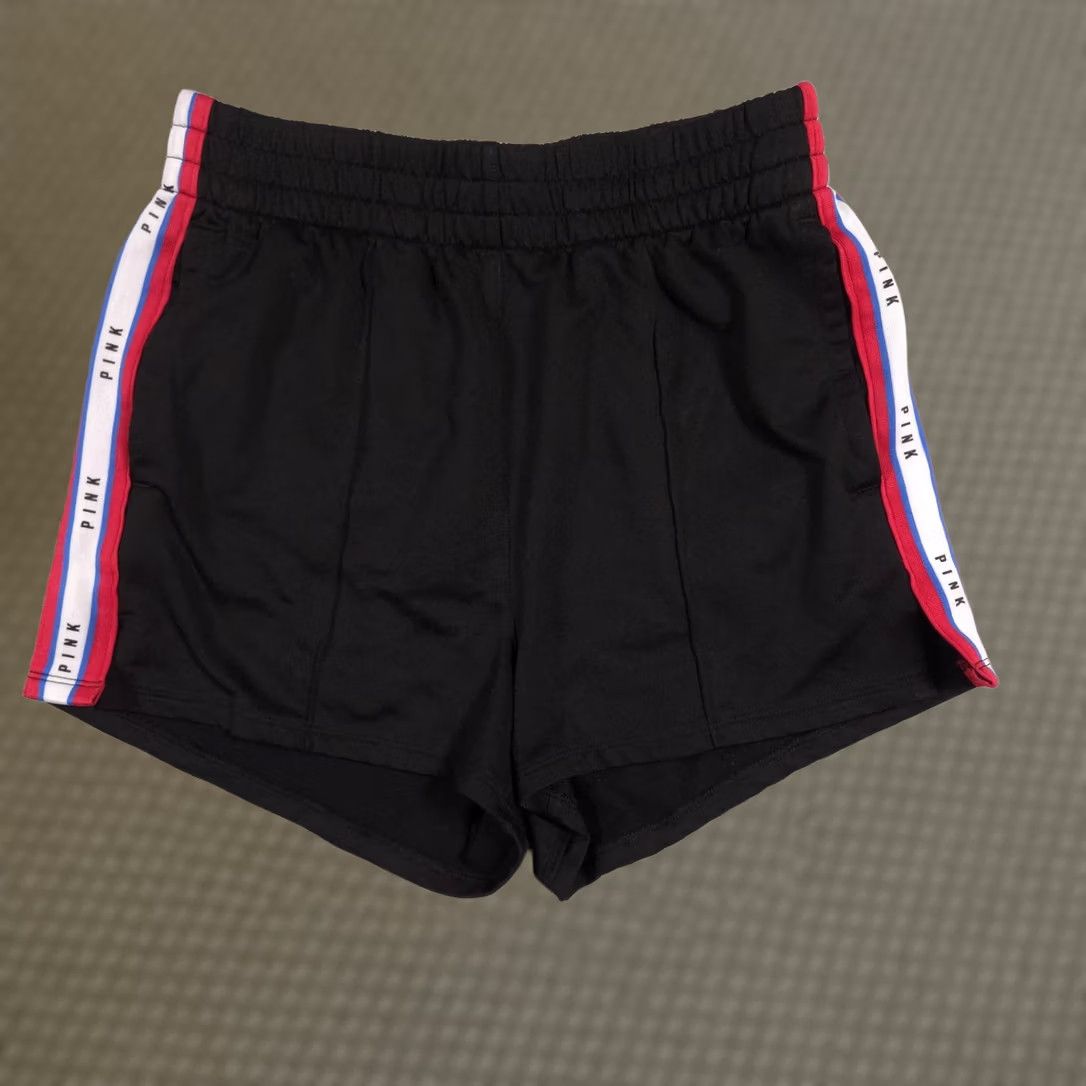 Pinko PINK Victoria's Secret Shorts Womens M Black Logo Side Stripe Athletic Gym Size 32" / US 10 / IT 46 - 1 Thumbnail