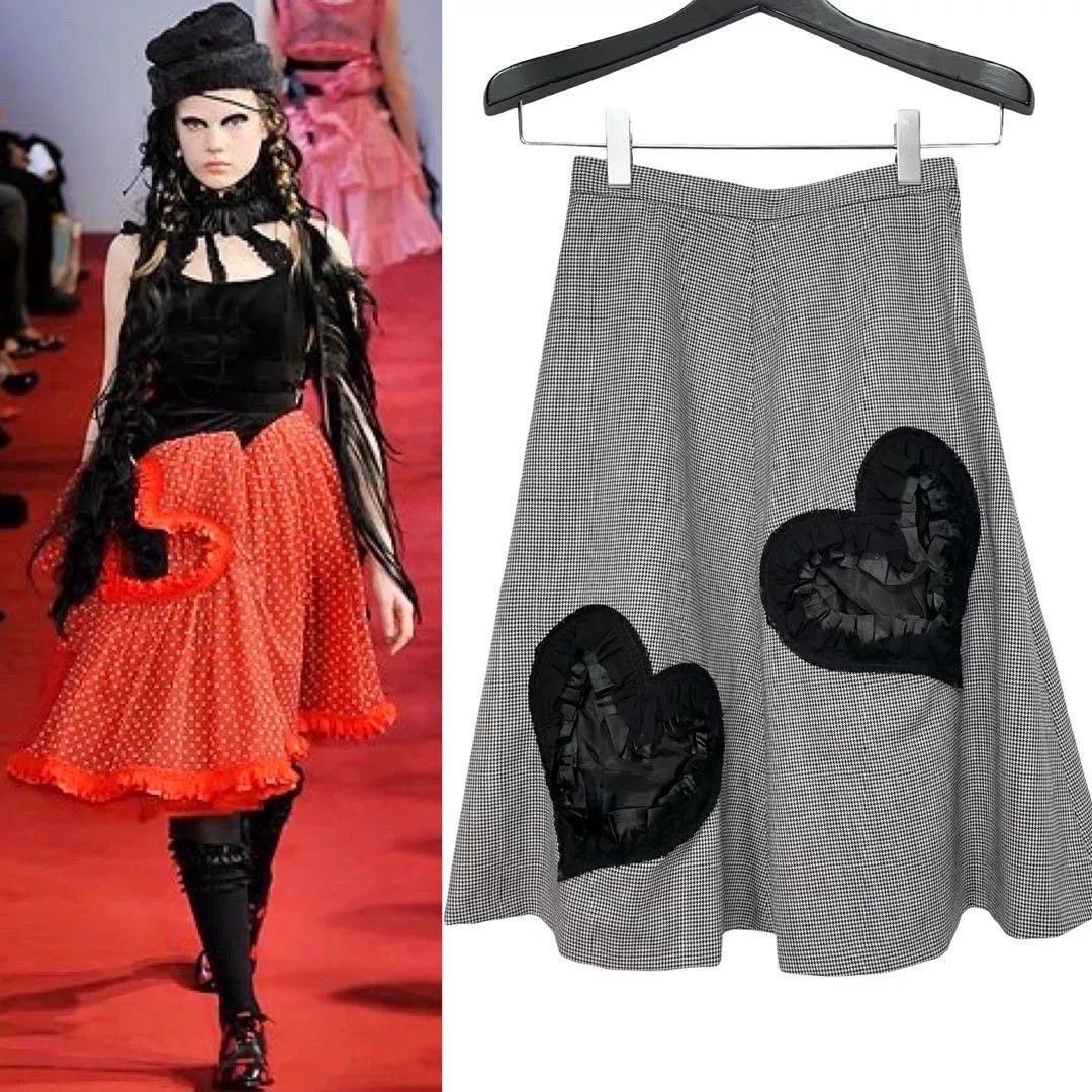 Comme des Garcons CDG Houndstooth Heart Skirt Size US 32 / EU 48 - 1 Thumbnail