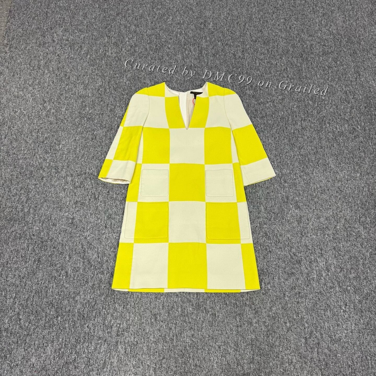 Louis Vuitton Louis Vuitton Yellow Checkered Runway Dress Size XXS / US 00 / IT 34 - 1 Thumbnail