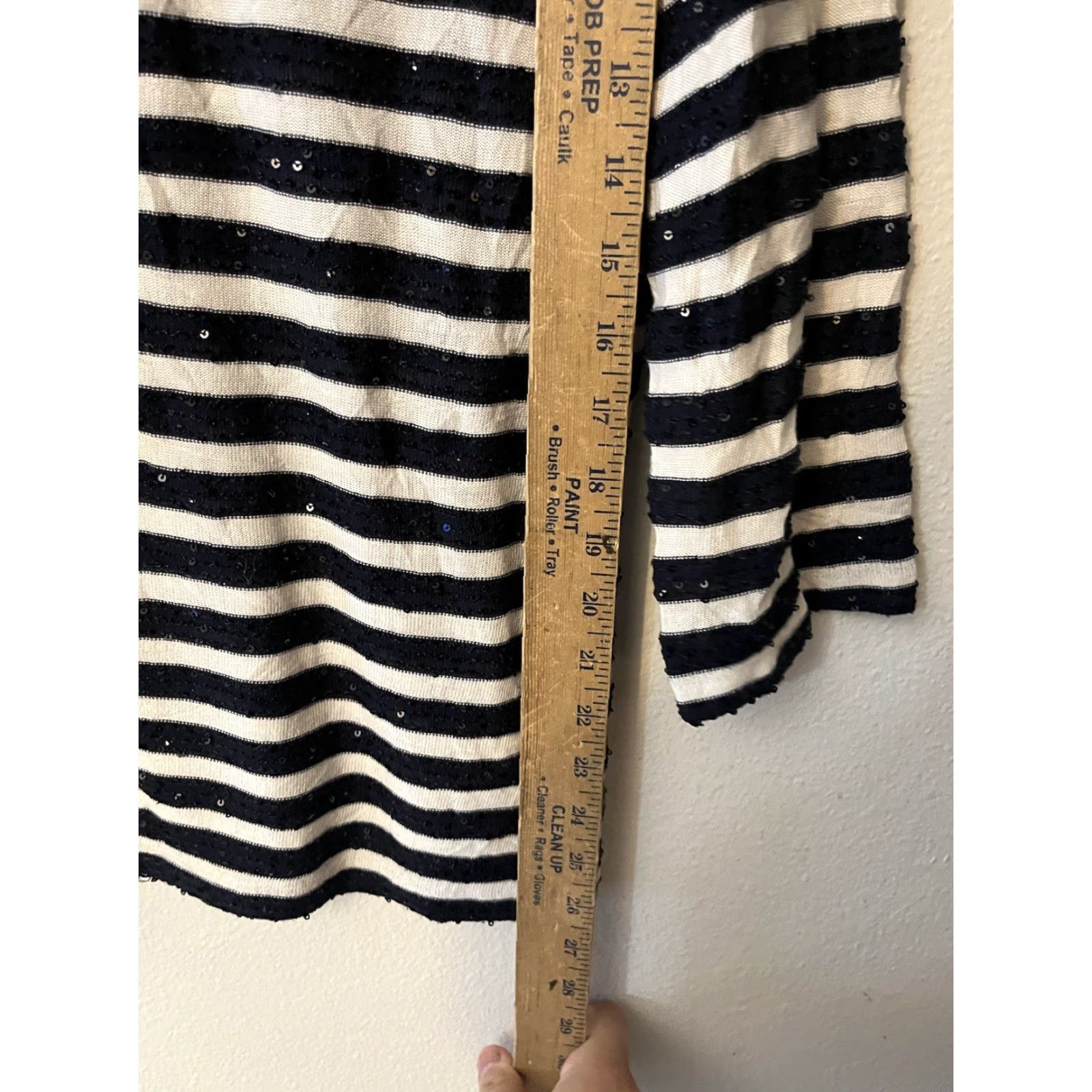 Talbots Talbots Knit Top Tunic 3/4 Sleeve Navy Striped Sequin Multicolor Boat Neck L Womens Size L / US 10 / IT 46 - 4 Thumbnail