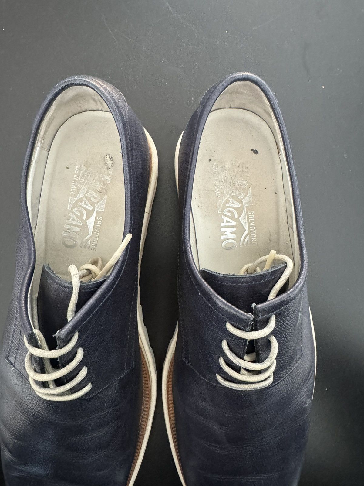 Salvatore Ferragamo Ferragamo Leather Derby, navy Size US 8 / EU 41 - 8 Thumbnail