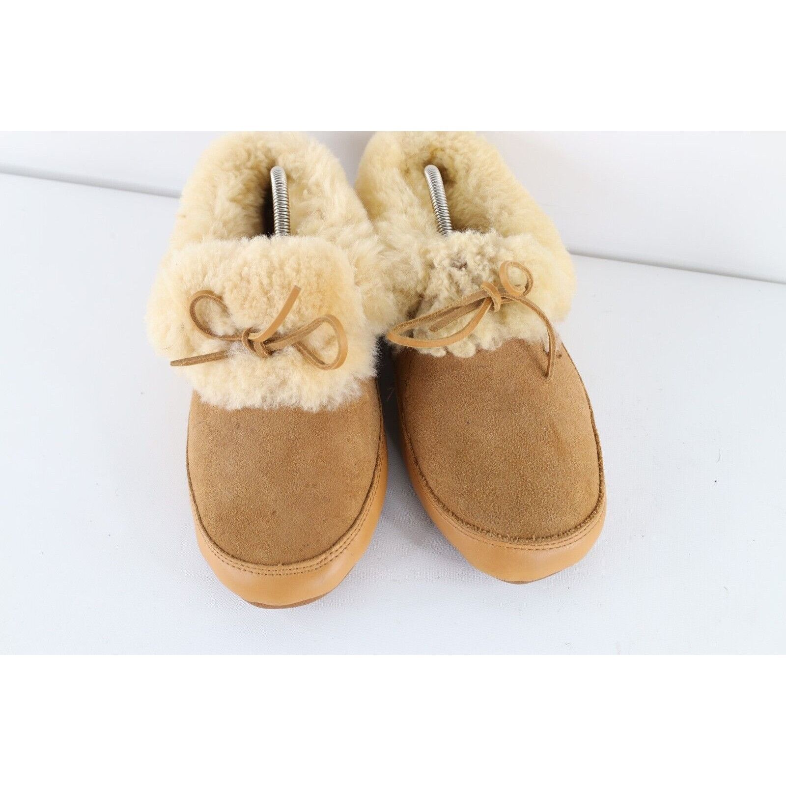 Vintage Vintage 90s Lands End Shearling Lined Suede Leather Slippers Size US 10 / IT 40 - 2 Thumbnail