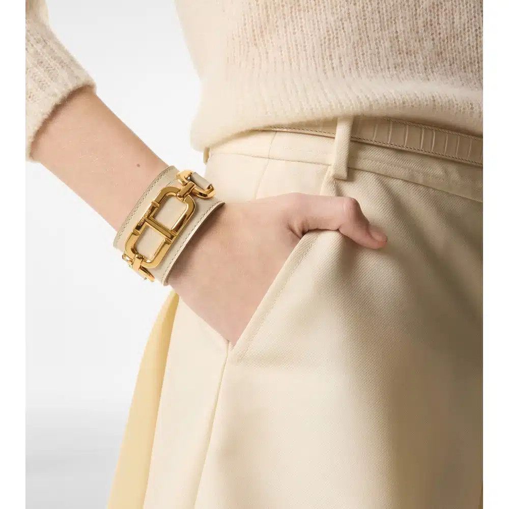 Tom Ford o1loc1c0625 JW078 Size: OS /Leather Cuff Bracelet Ivory/Gold Size ONE SIZE - 3 Thumbnail