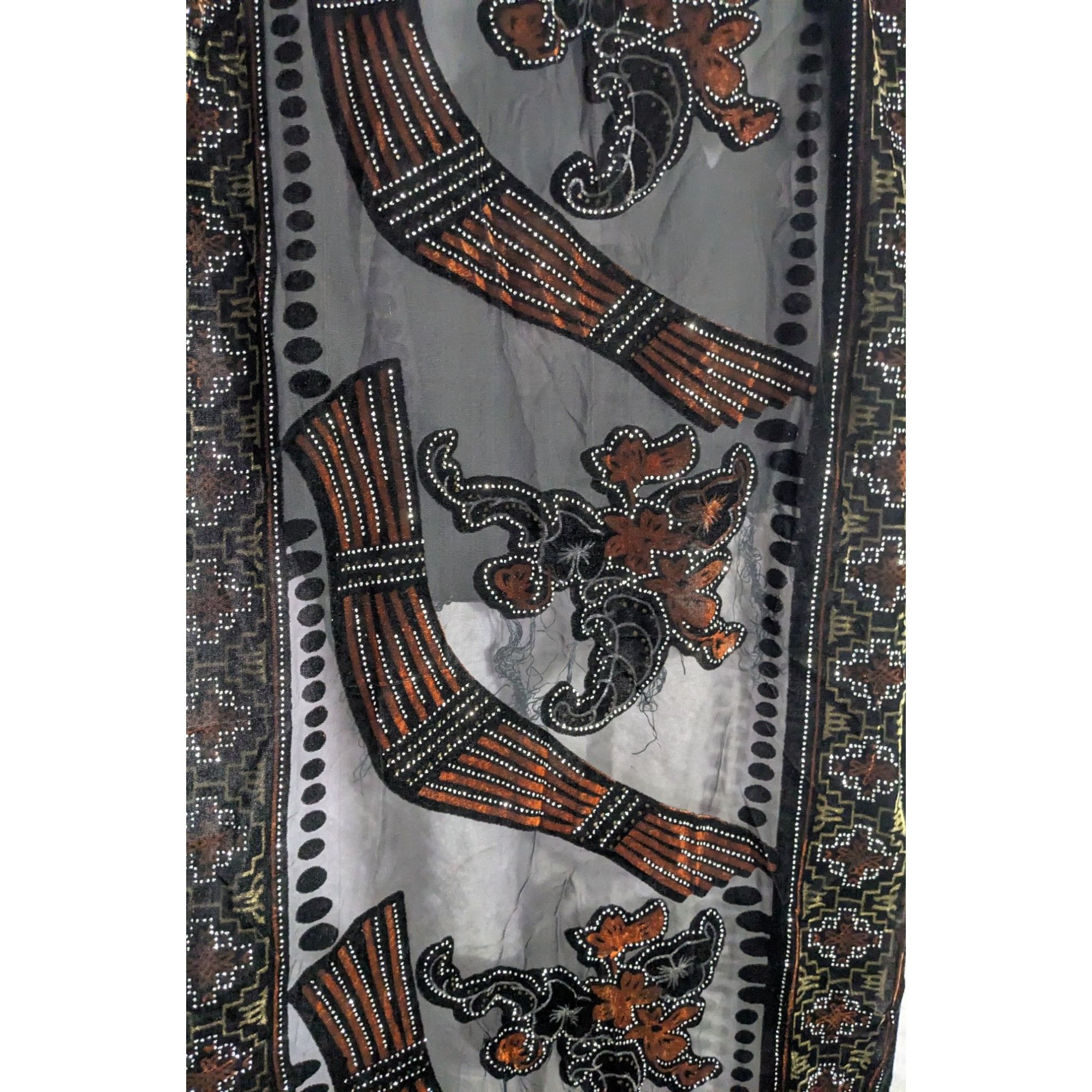 Other Vintage Glitter Burnt Velvet Floral Scarf With Fringe Elegan Size ONE SIZE - 9 Thumbnail