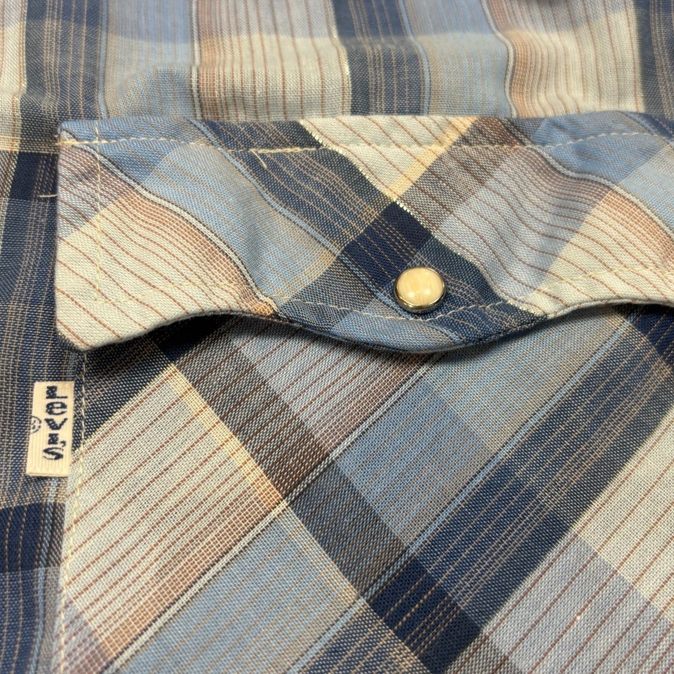 Levi's × Vintage VTG 70s Levi's Pearl Snap Plaid Button Up Shirt Small Size US S / EU 44-46 / 1 - 7 Thumbnail