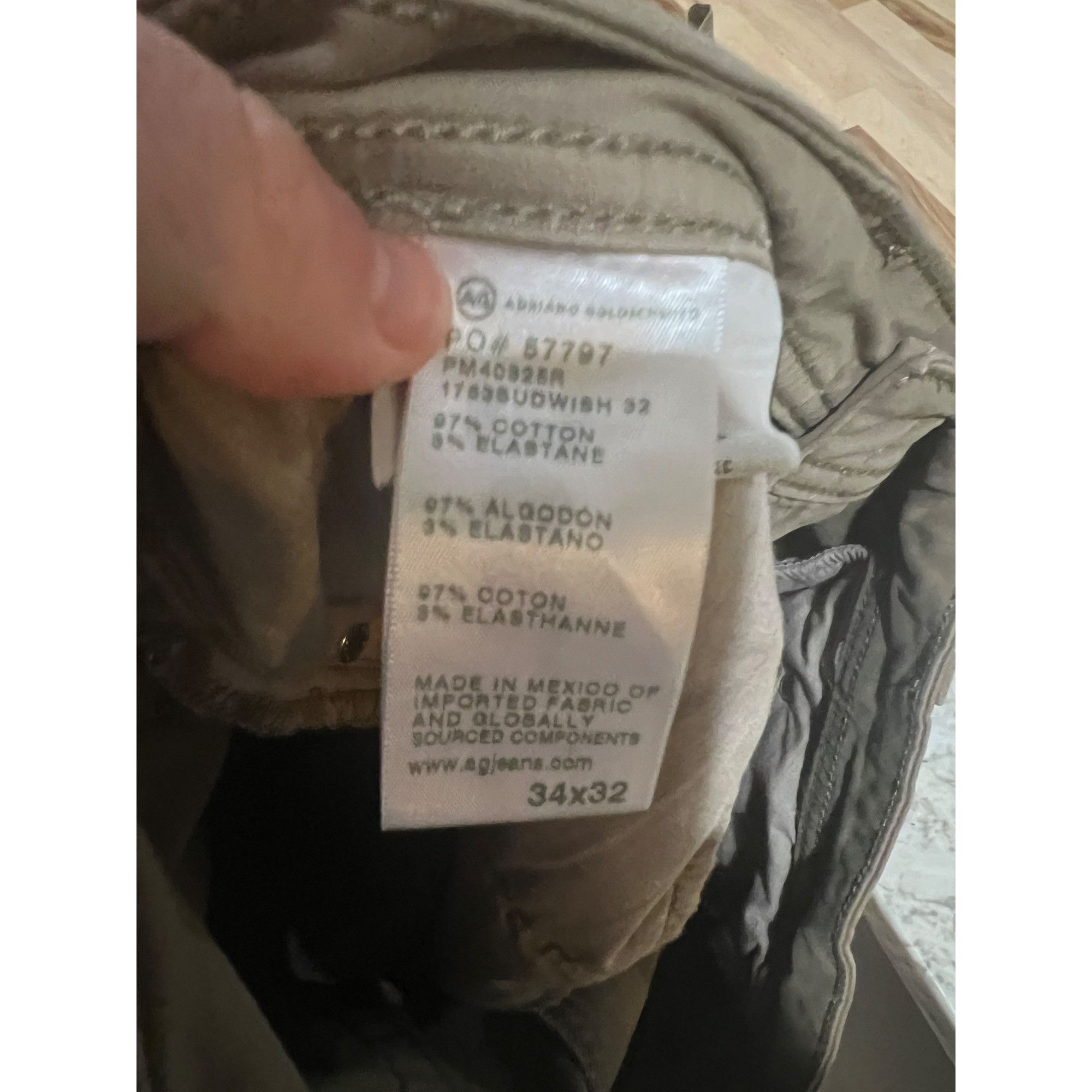 AG Adriano Goldschmied Adriano Goldschmied The Tellis Modern Slim Mens Khaki Chinos Size US 34 / EU 50 - 5 Thumbnail