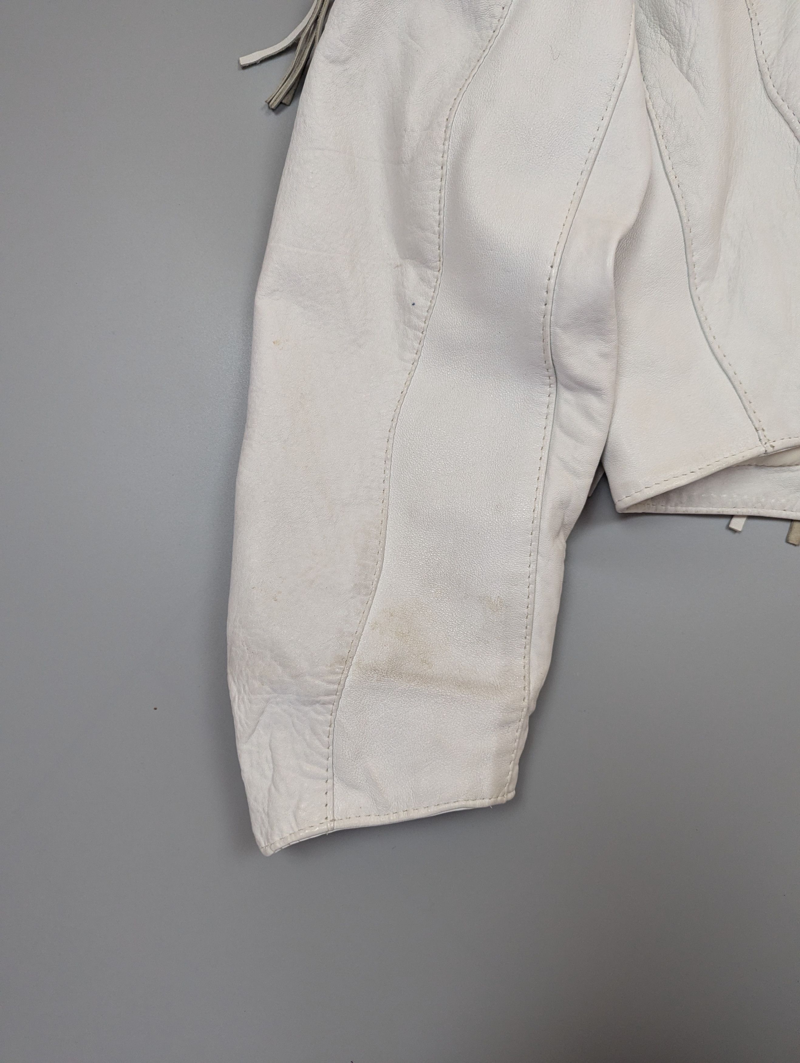 Vintage Vintage 80s White Leather Jacket Bomber Womens Sz M Size M / US 6-8 / IT 42-44 - 19 Thumbnail