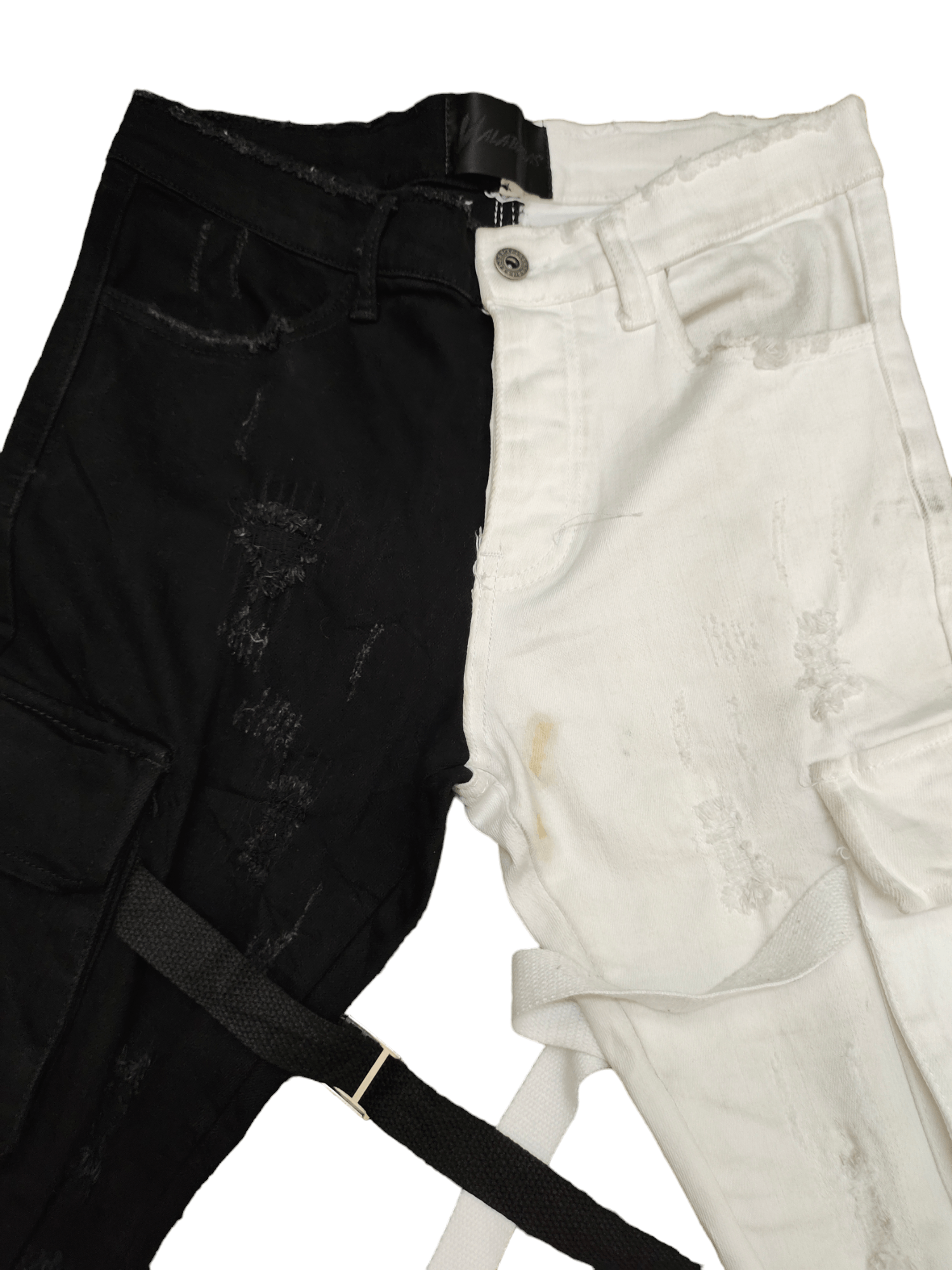 Japanese Brand Valabasas Black White Bondage Cargo Denim Jeans Cyperpunk Size US 32 / EU 48 - 9 Thumbnail