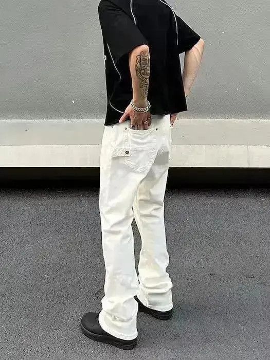 Japanese Brand White Stack Flared Denim Jeans Size US 32 / EU 48 - 3 Thumbnail