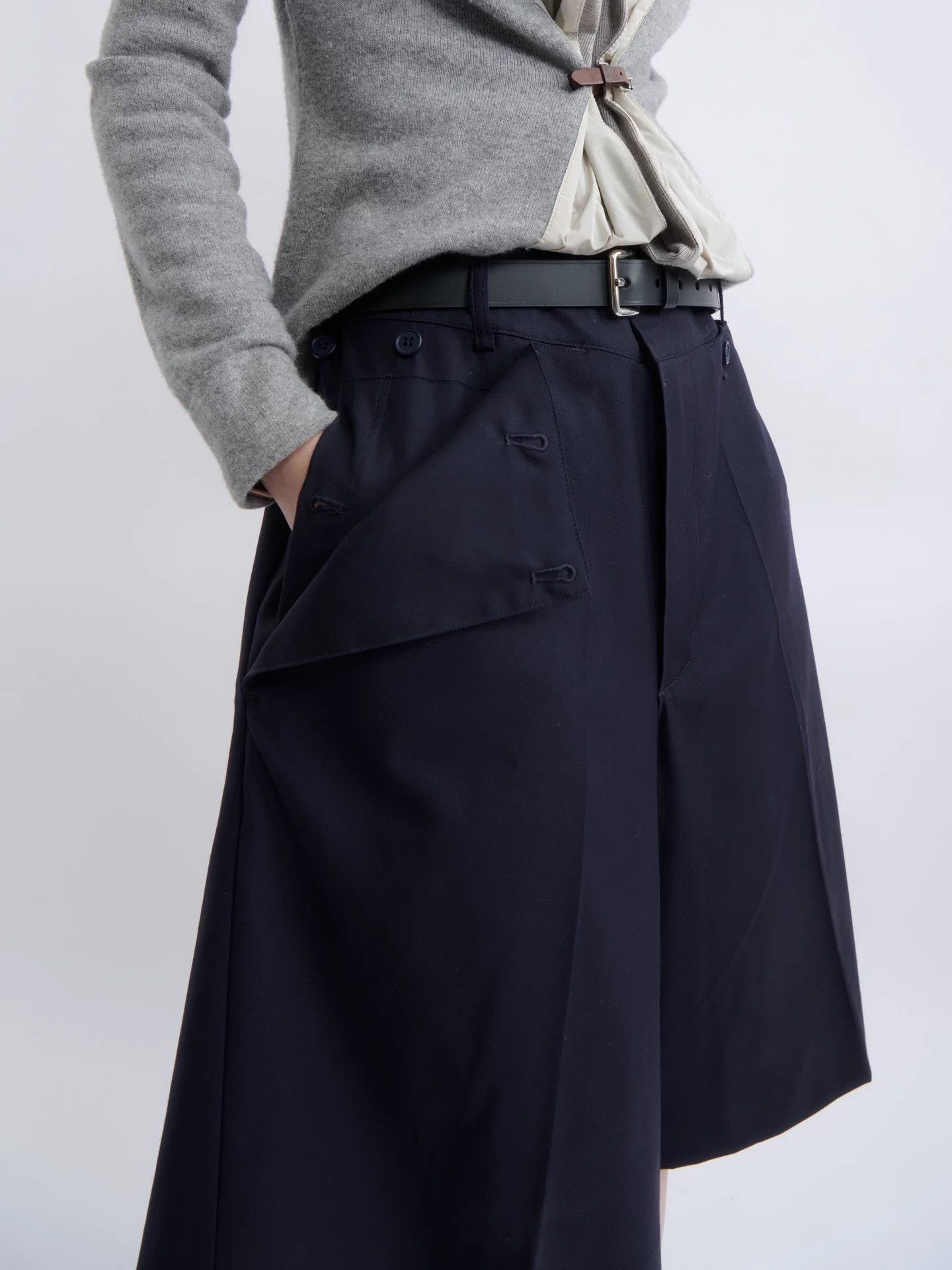 Jacquemus JACQUEMUS Navy Wool Wide-Leg Short Pants Size US 36 / EU 52 - 5 Thumbnail