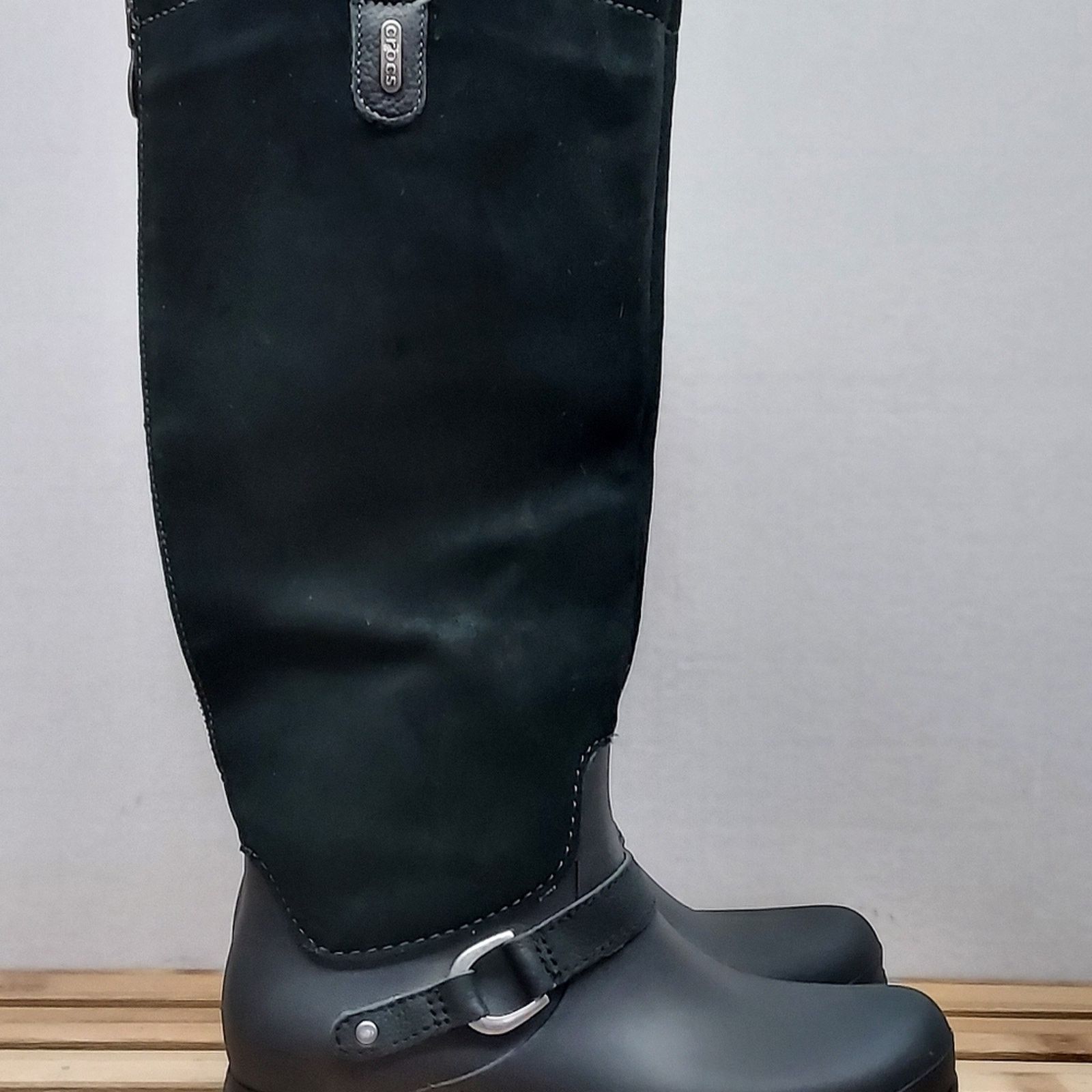 Crocs CROCS Womens | Black | Equestrian Suede Tall Boots Size 6 Size US 6 / IT 36 - 7 Thumbnail